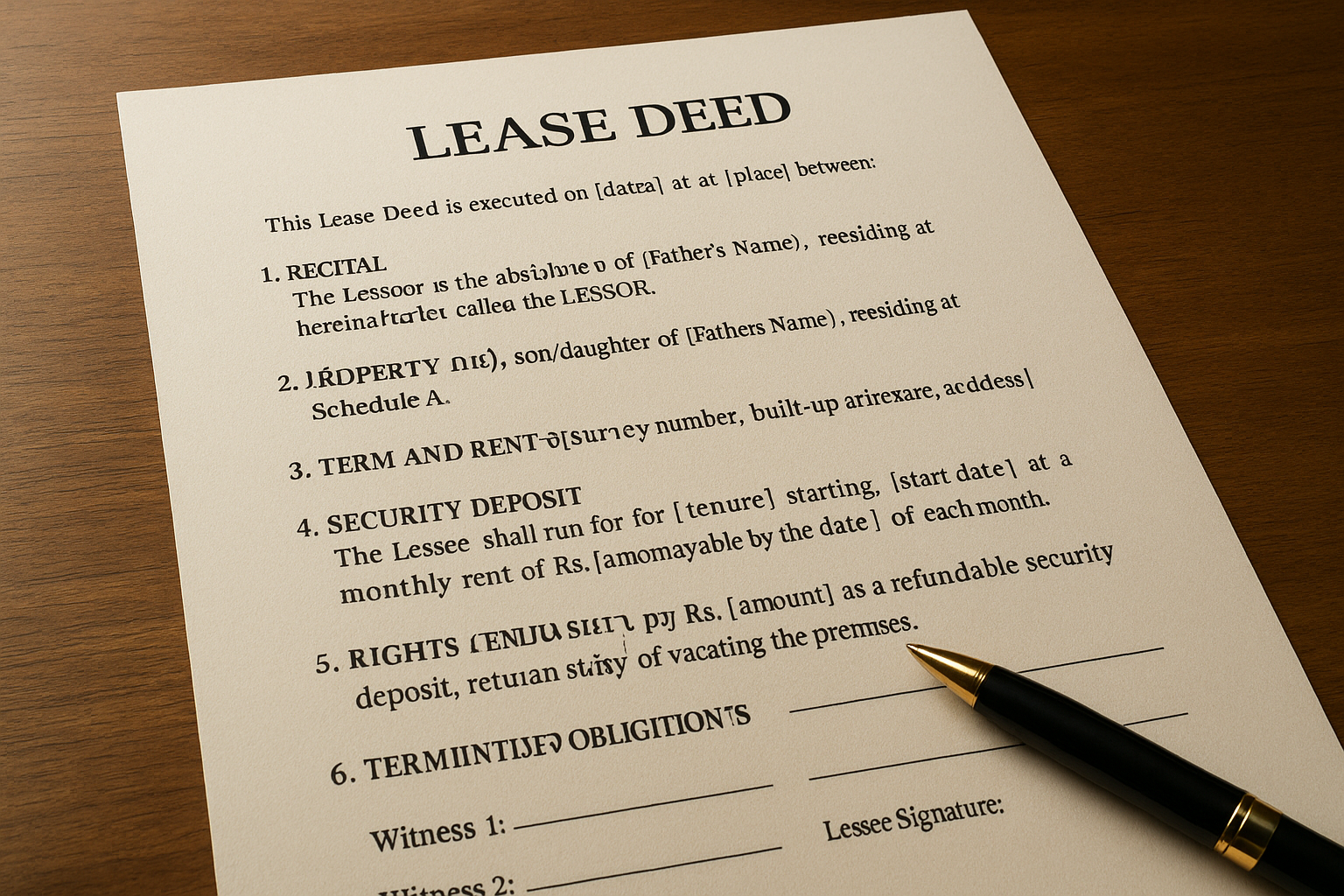 Lease Deed Format: Sample and How to Draft One