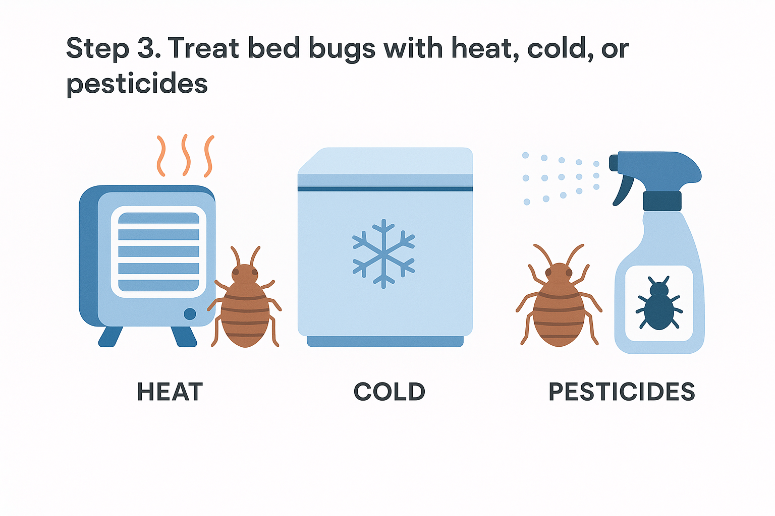 Step 3. Treat bed bugs with heat, cold, or pesticides