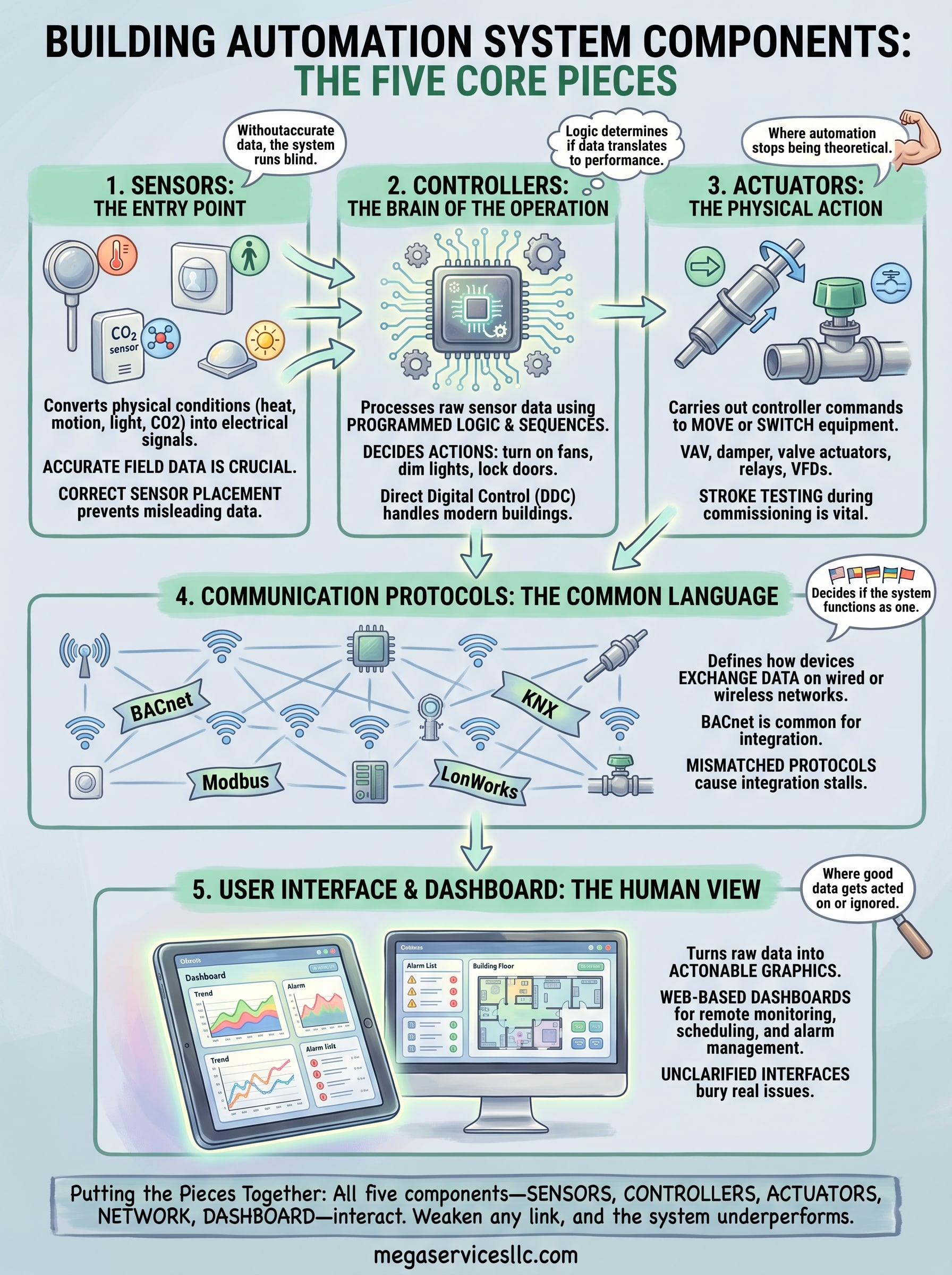 building automation system components infographic