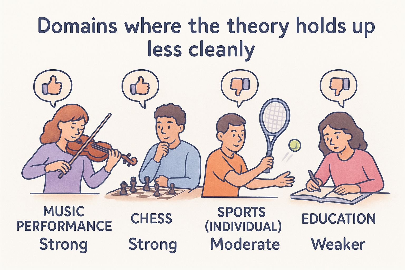 Domains where the theory holds up less cleanly