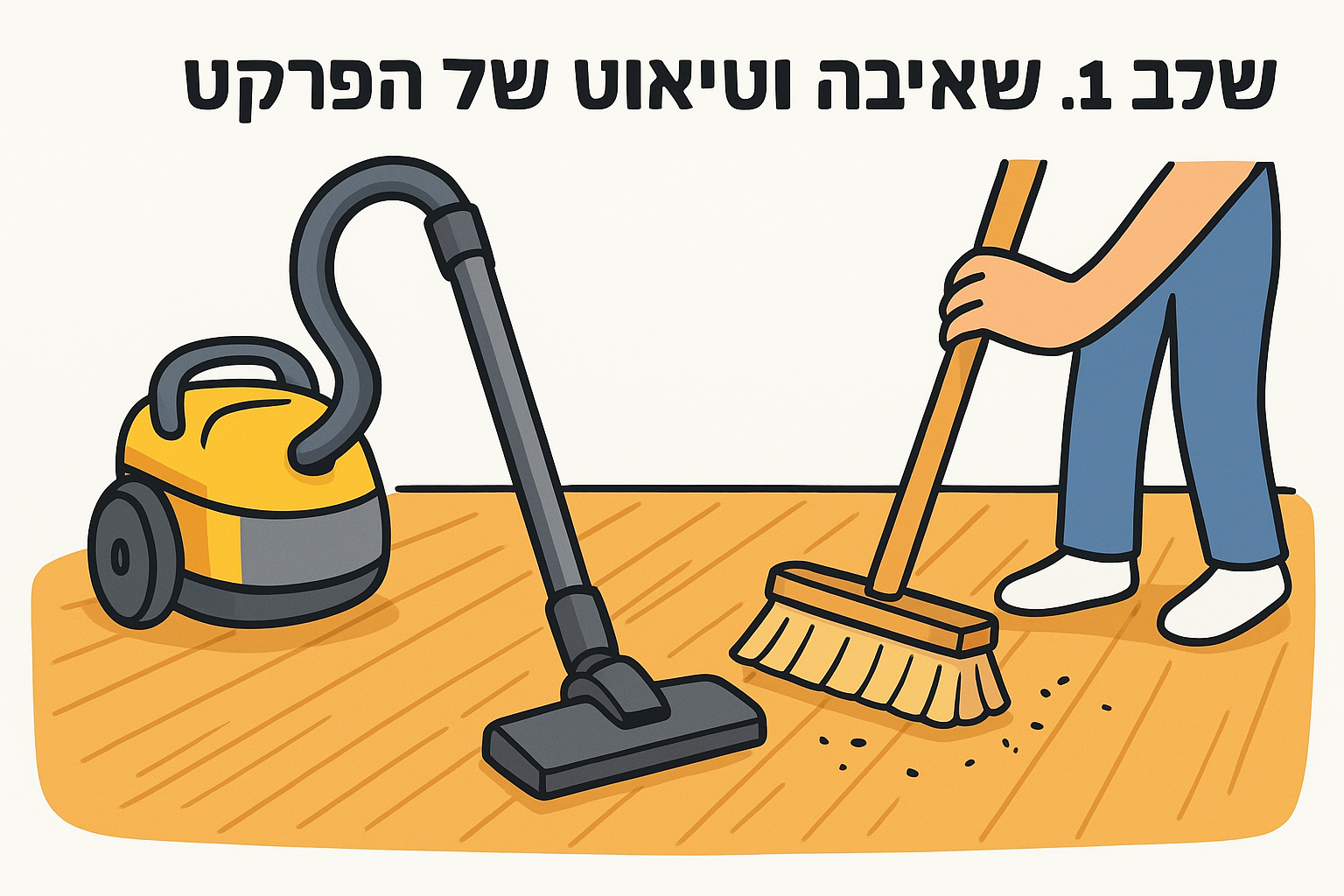 שלב 1. שאיבה וטיאוט של הפרקט