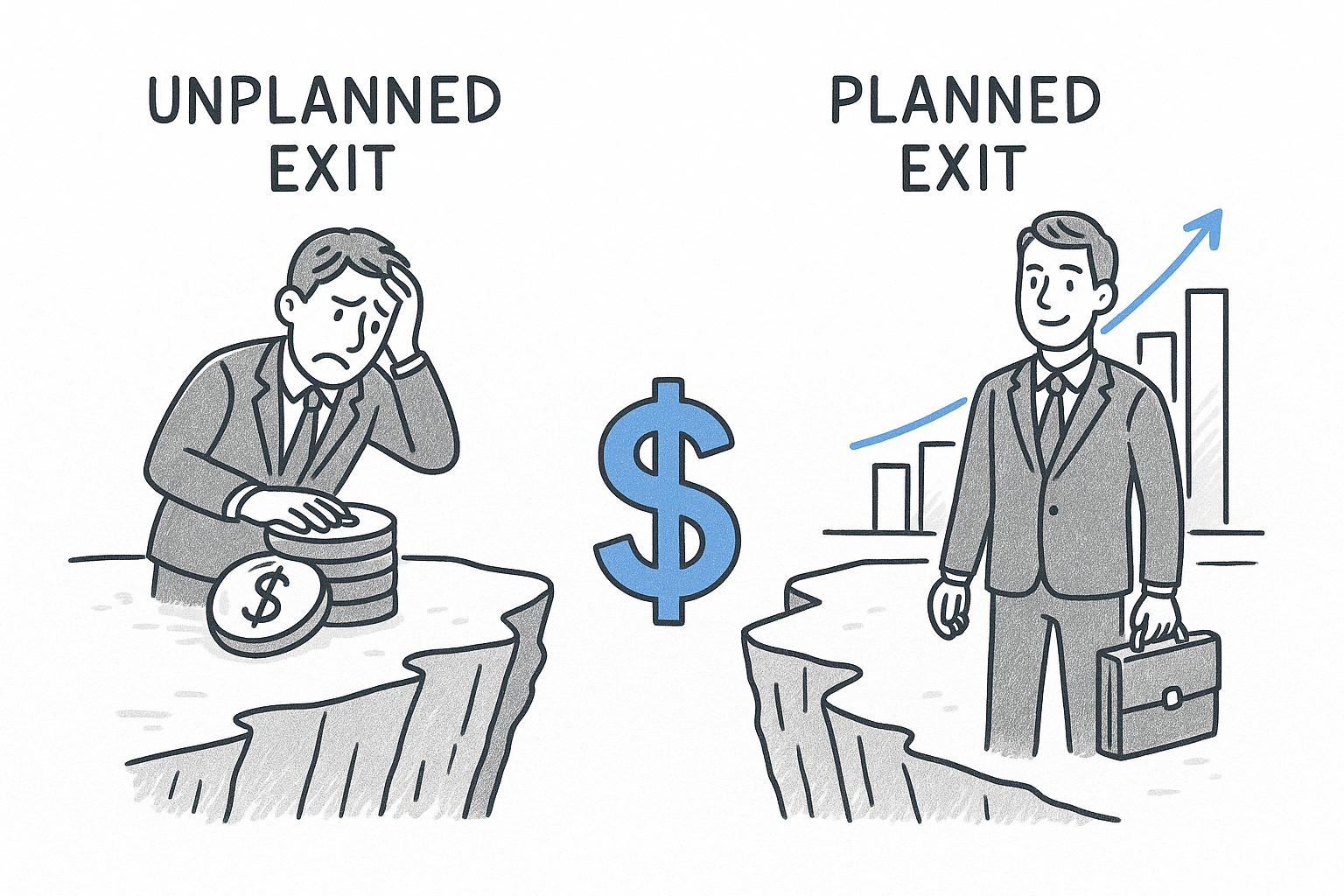 The financial gap between planned and unplanned exits