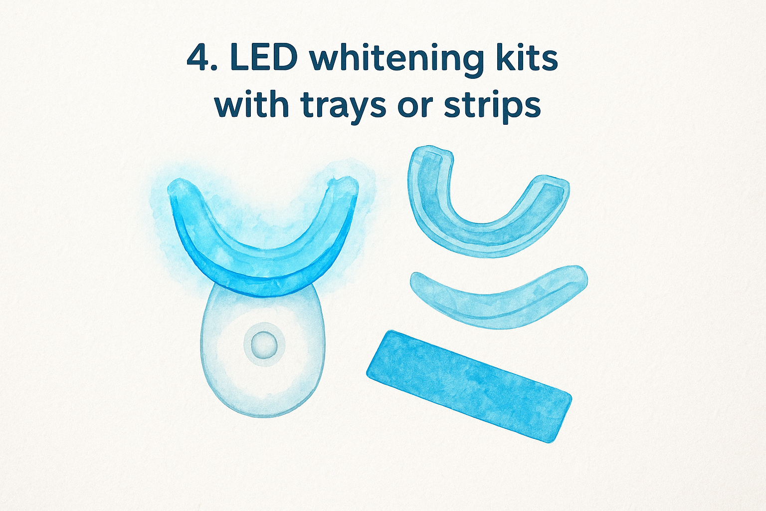 4. LED whitening kits with trays or strips