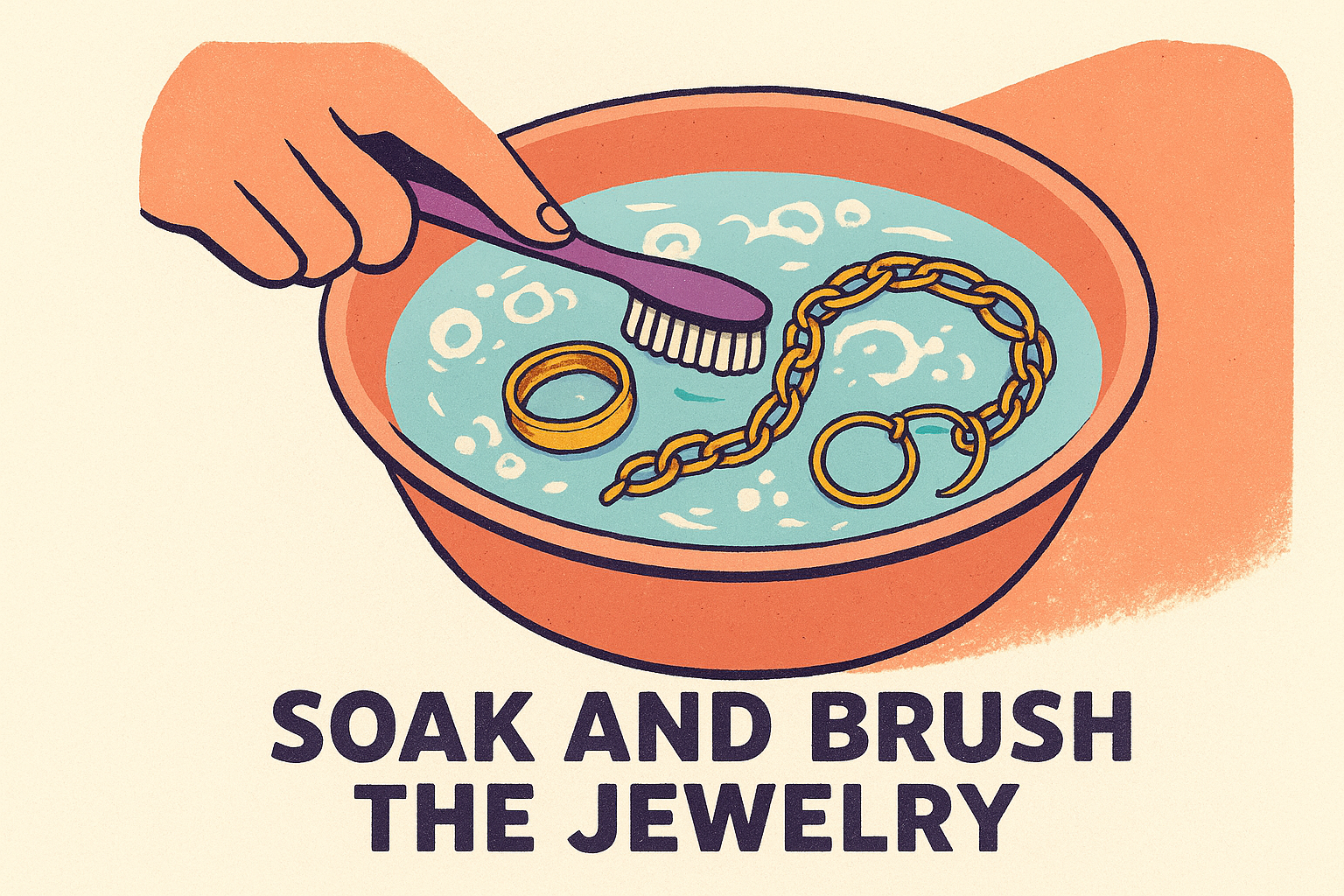 Soak and brush the jewelry
