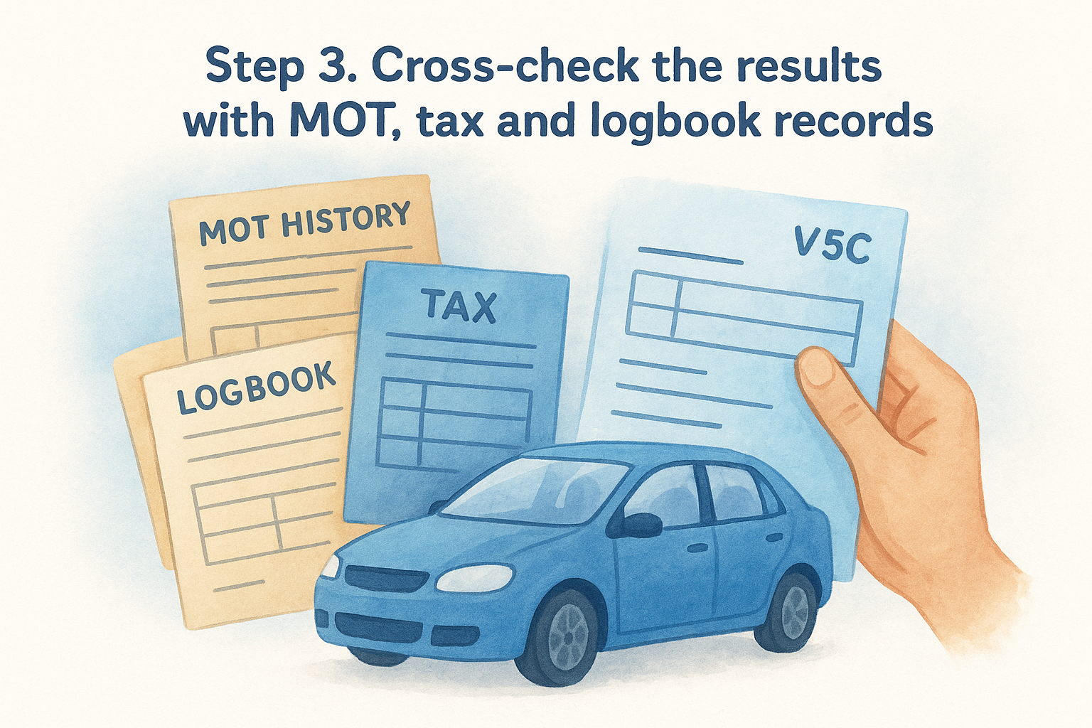 Step 3. Cross-check the results with MOT, tax and logbook records