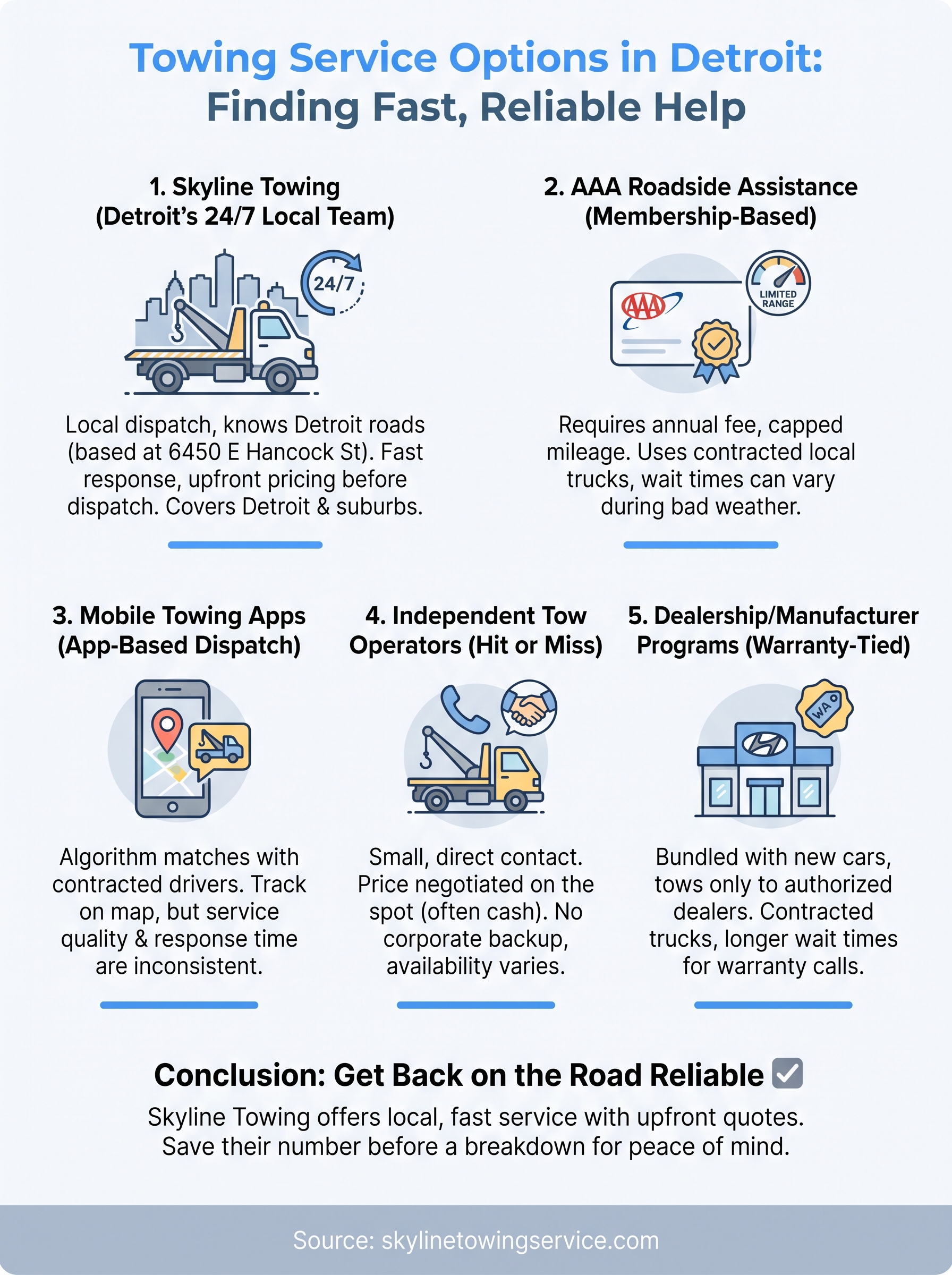 5 Best Towing Services near Me Now in Detroit towing service near me now infographic