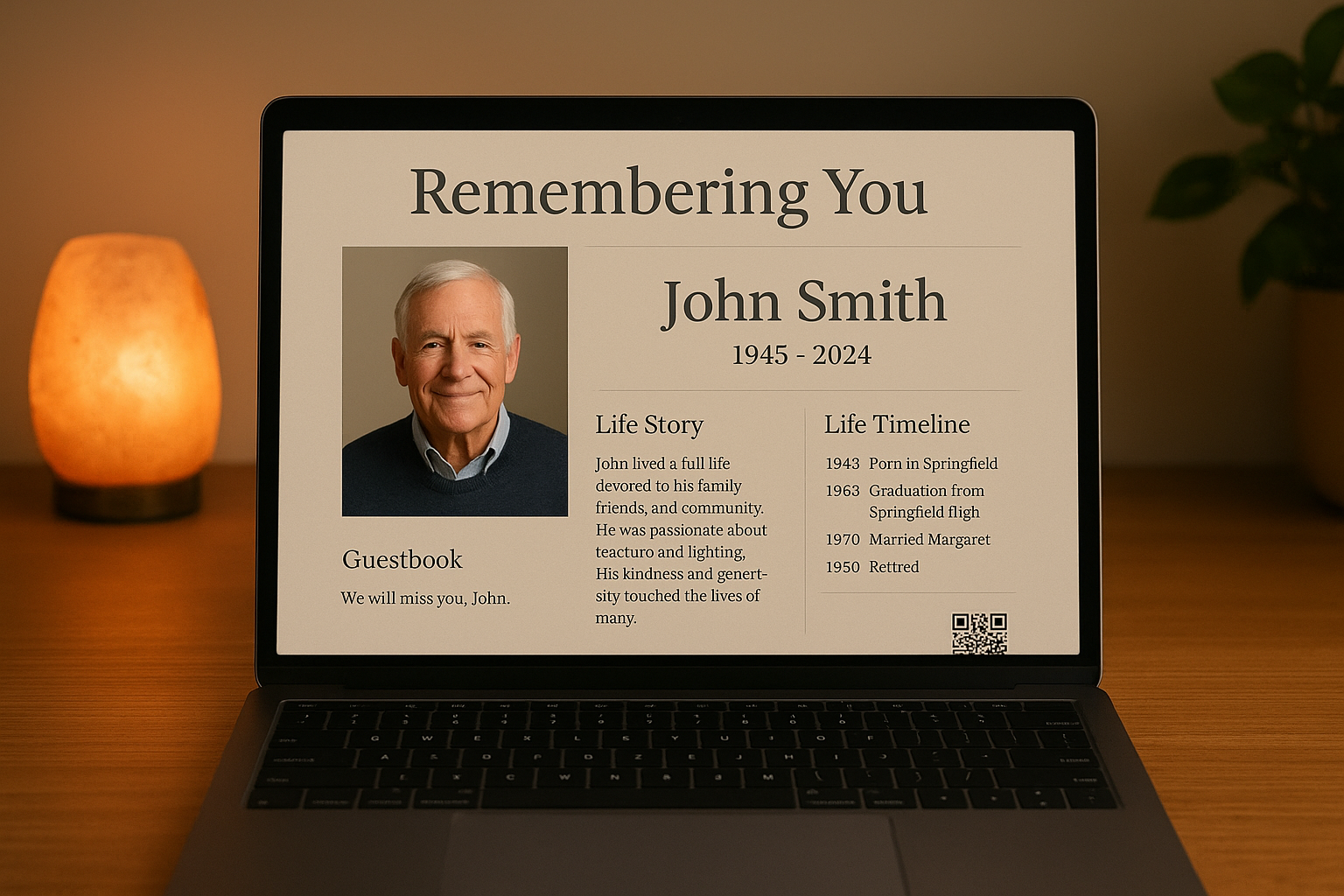 1. Remembering You digital memorial page