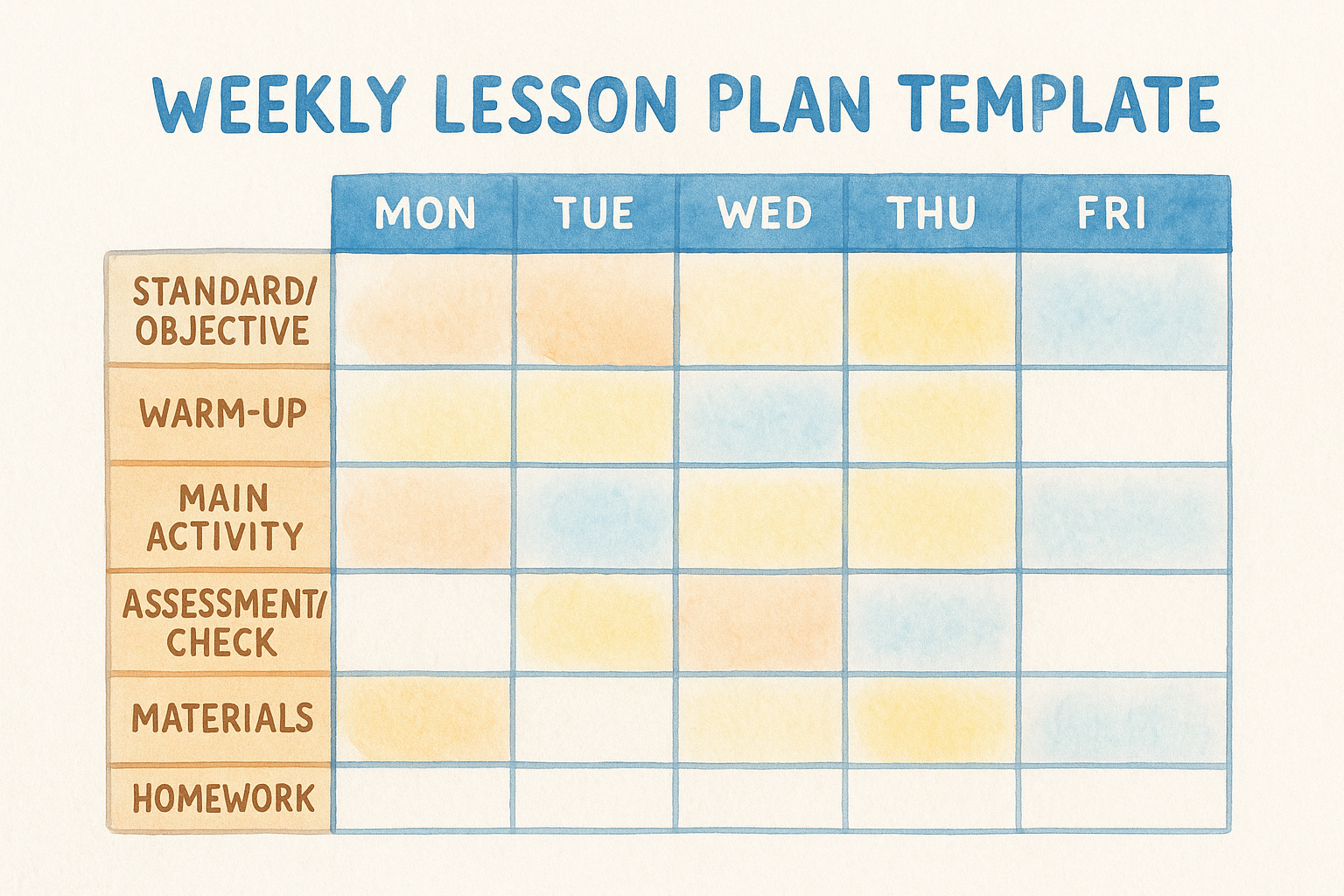 4. Weekly lesson plan template