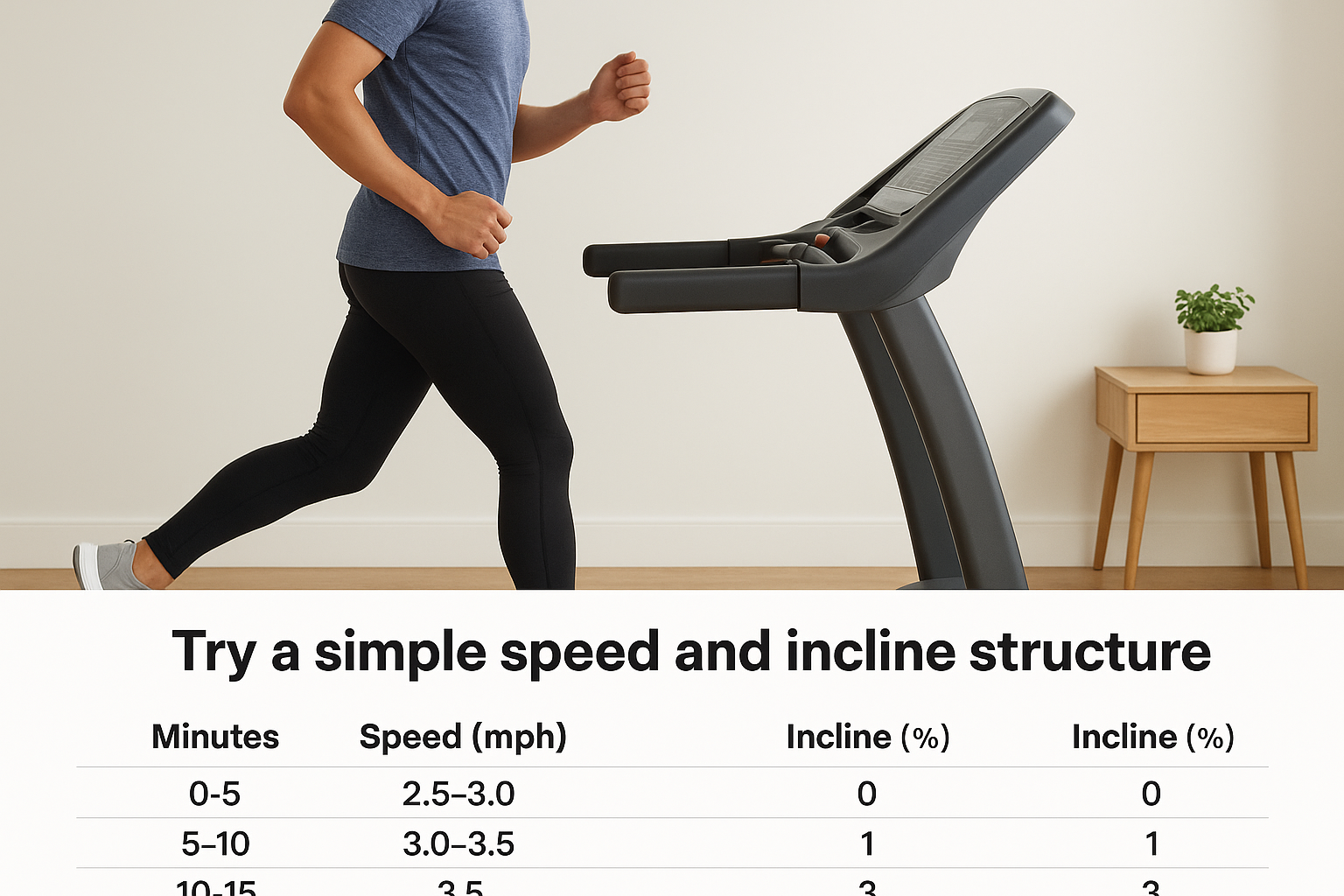 Try a simple speed and incline structure