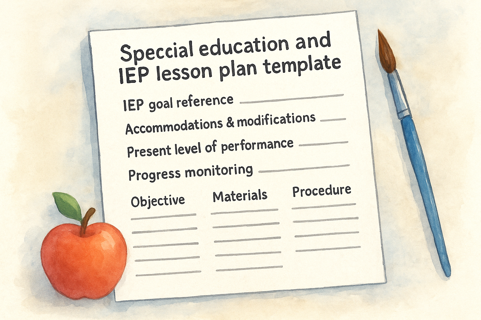6. Special education and IEP lesson plan template