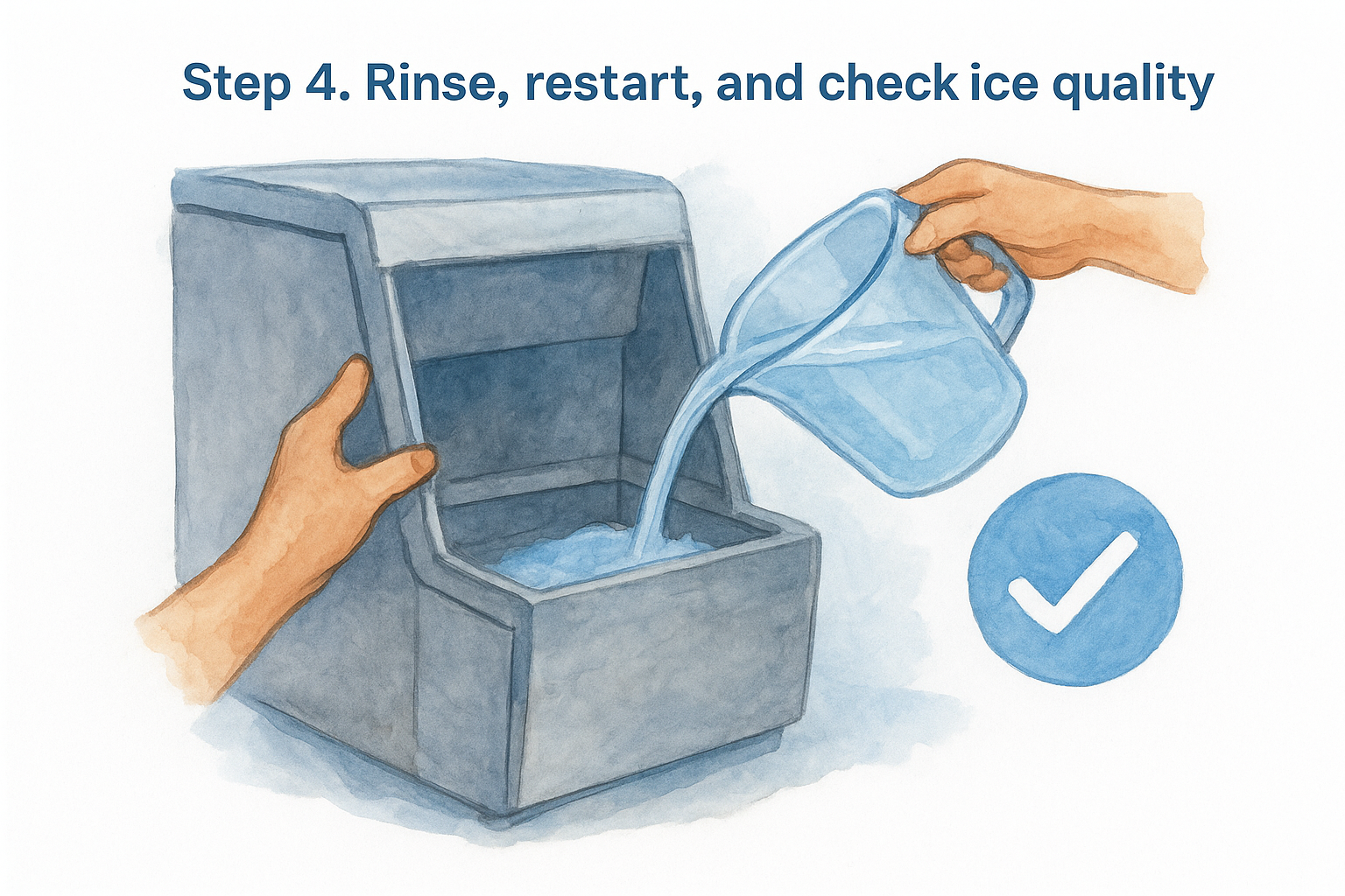 Step 4. Rinse, restart, and check ice quality