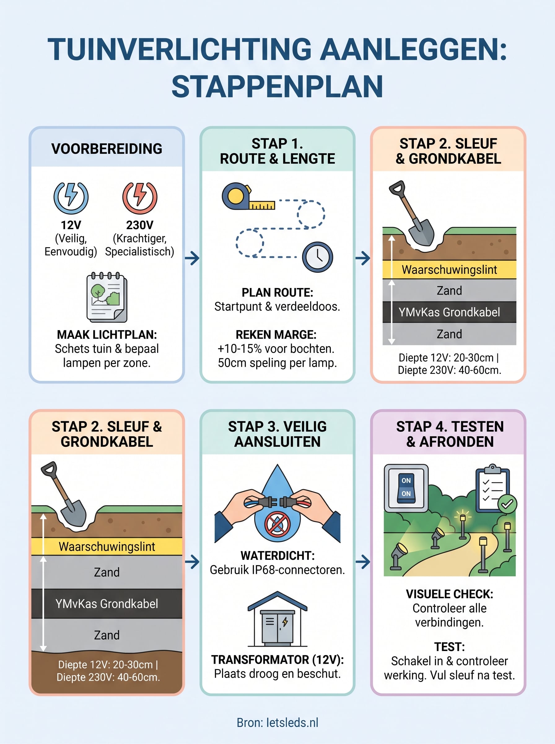 tuinverlichting aanleggen infographic