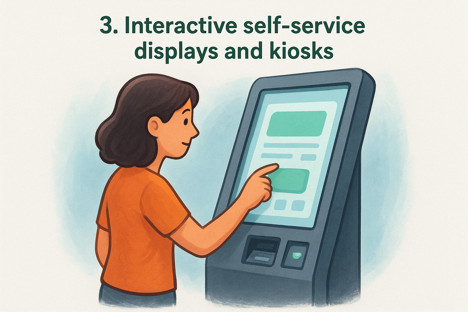 Digital signage innovation through interactive ordering and check-in kiosks
