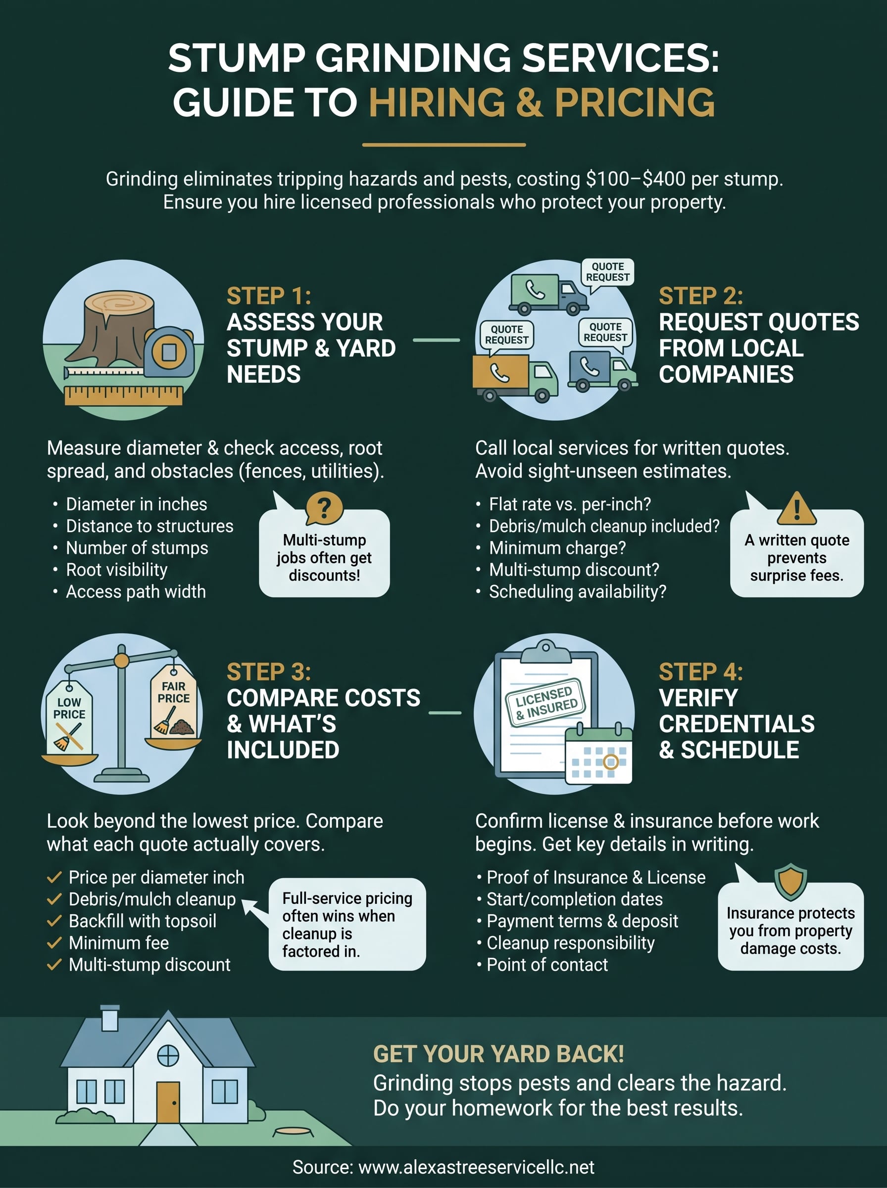 tree stump grinding services infographic