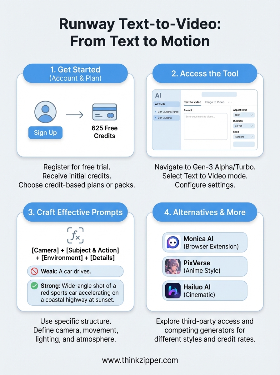 runway text to video infographic