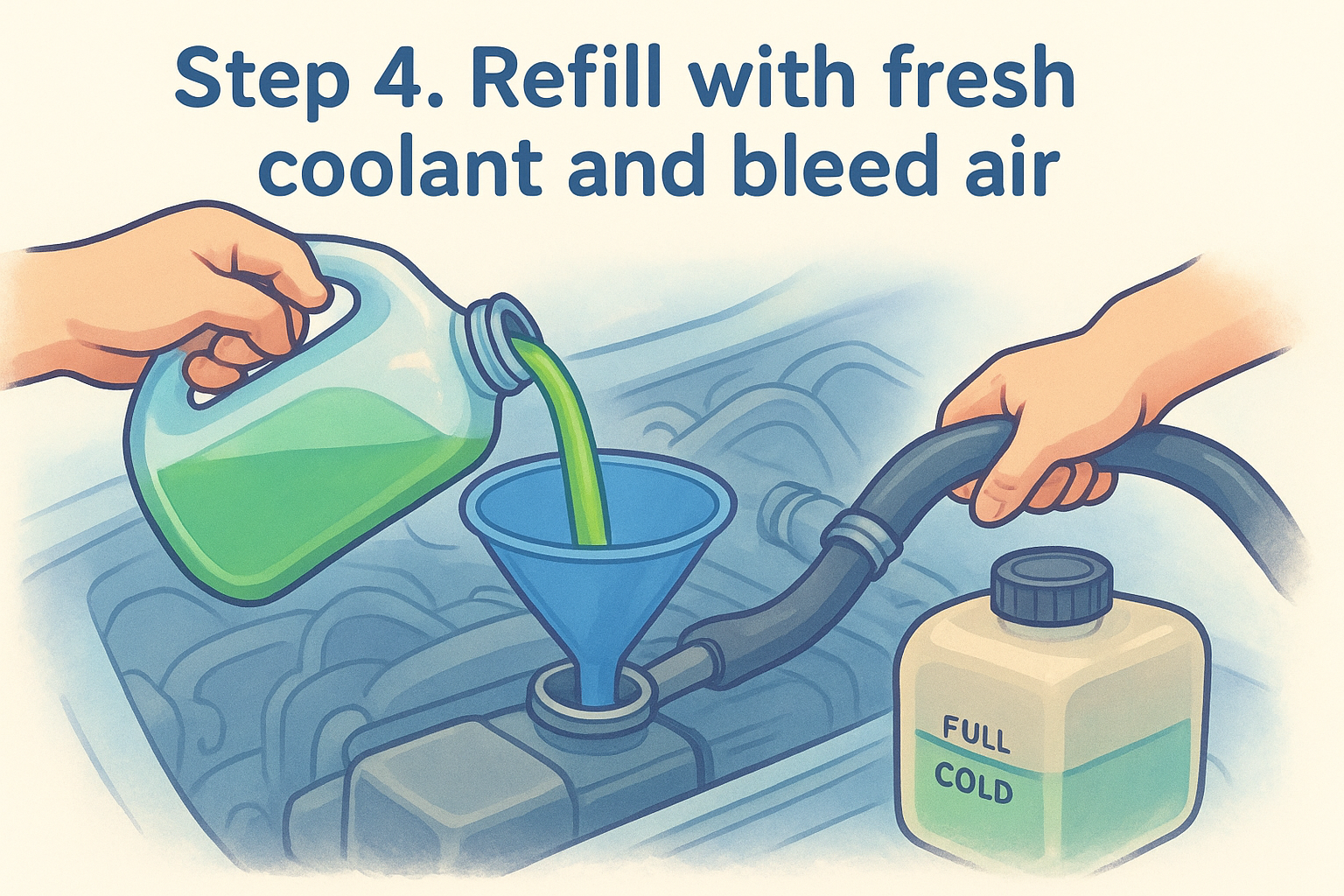 Step 4. Refill with fresh coolant and bleed air