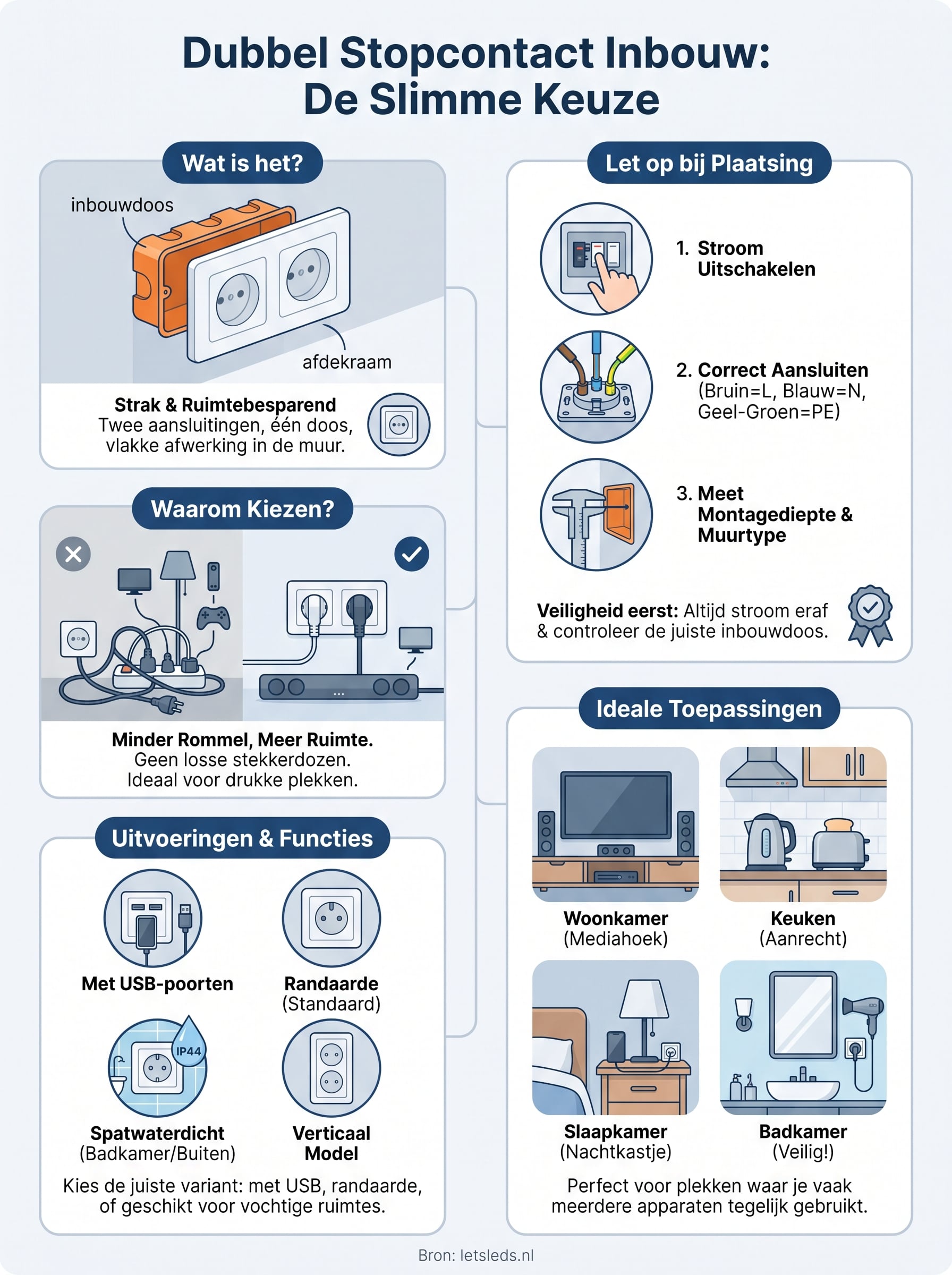 dubbel stopcontact inbouw infographic