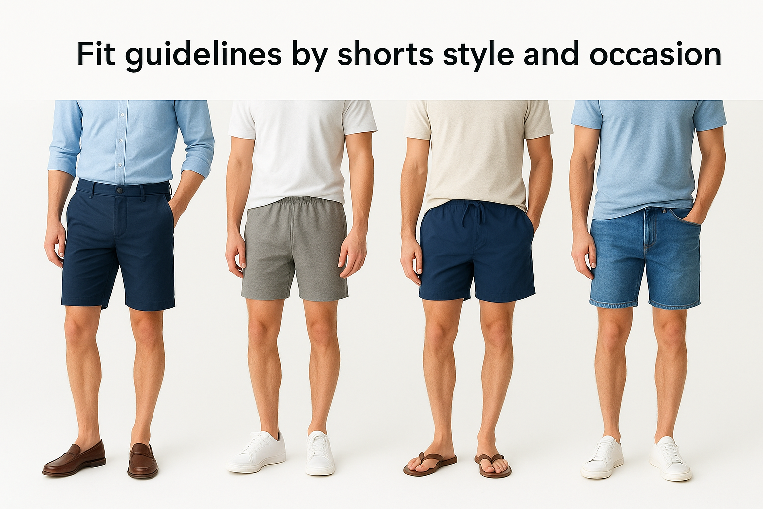 Fit guidelines by shorts style and occasion