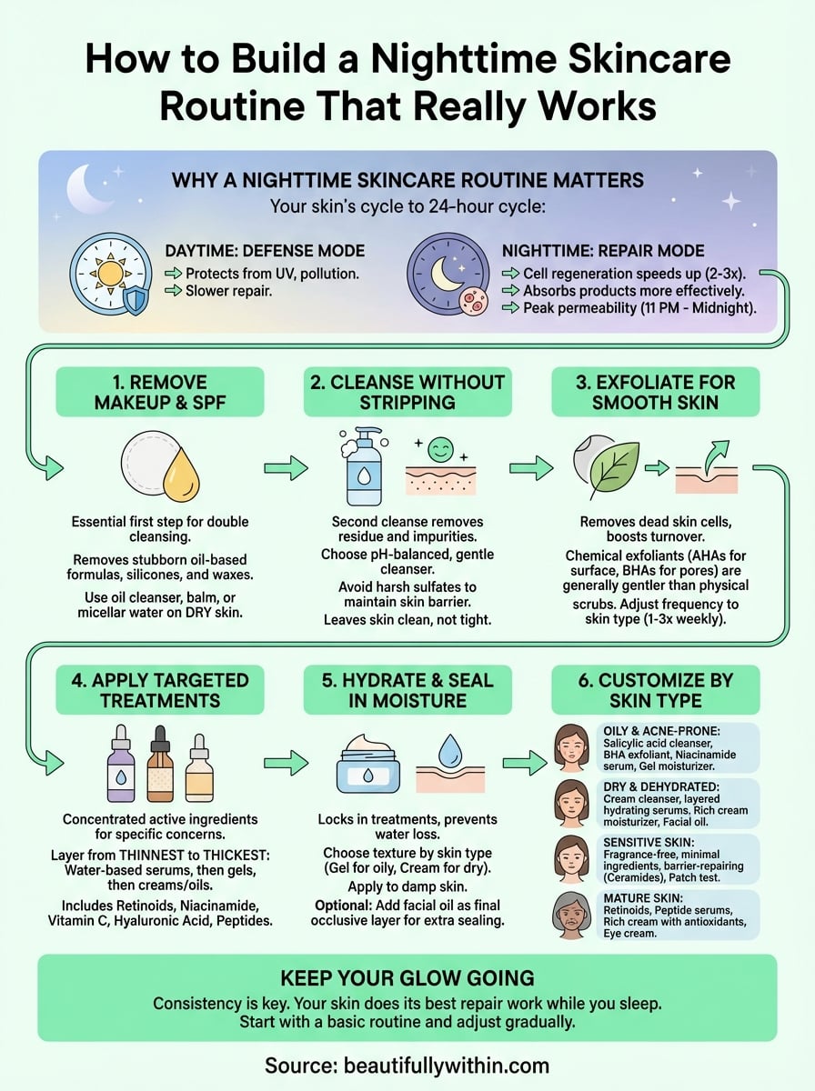nighttime skincare routine infographic