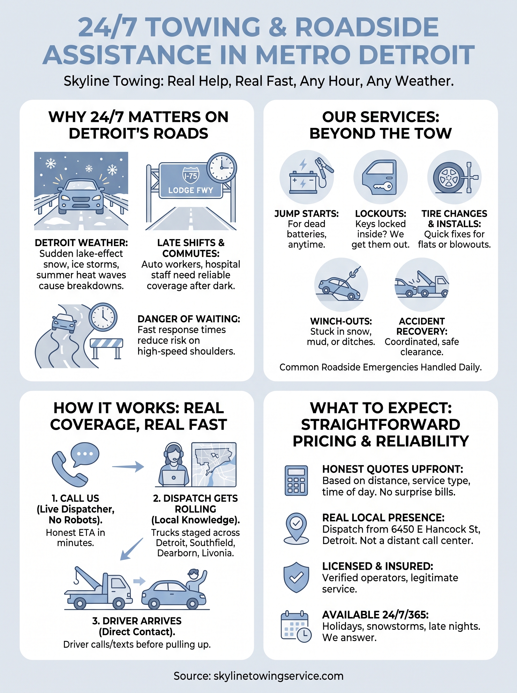 24/7 towing service near me infographic