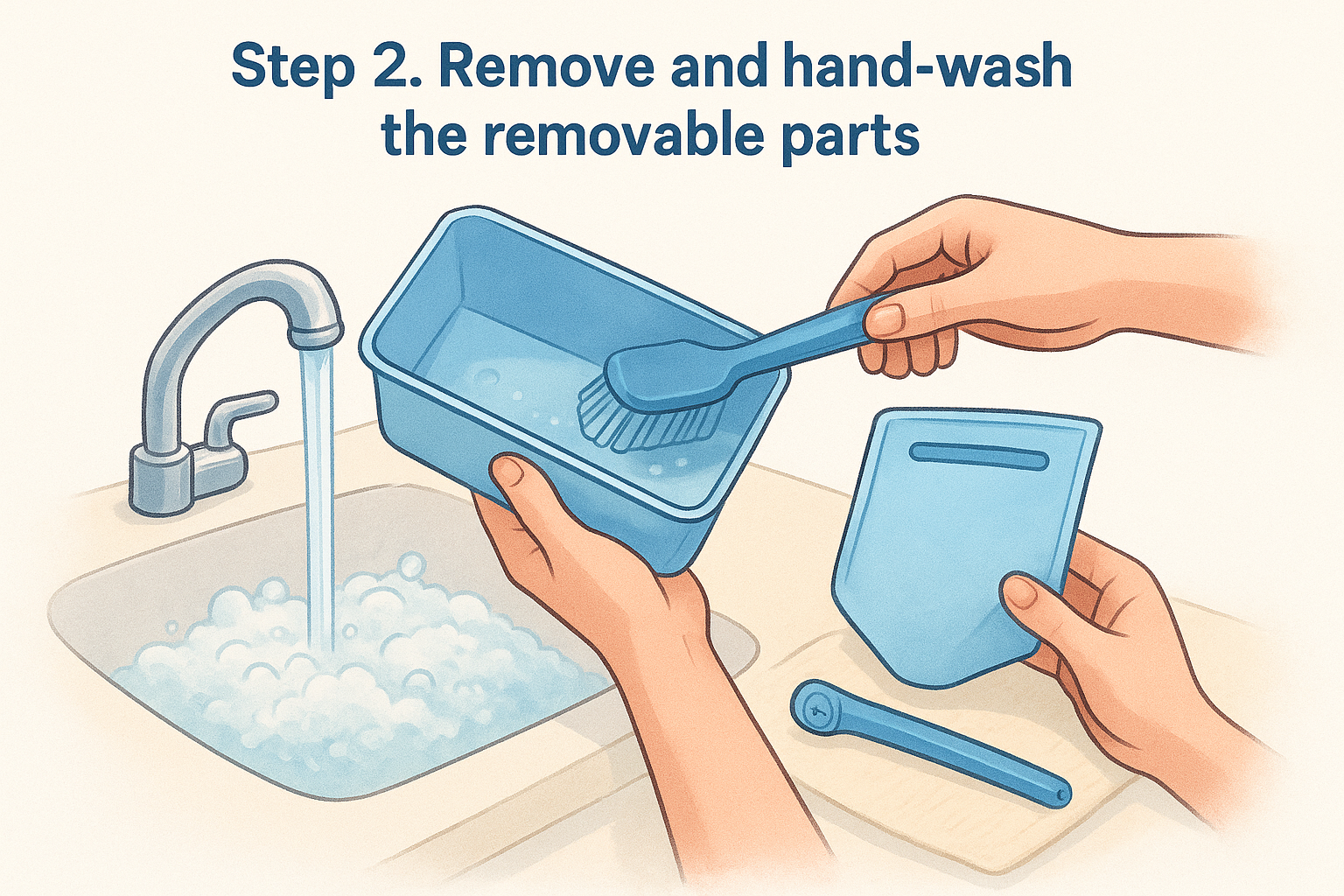 Step 2. Remove and hand-wash the removable parts