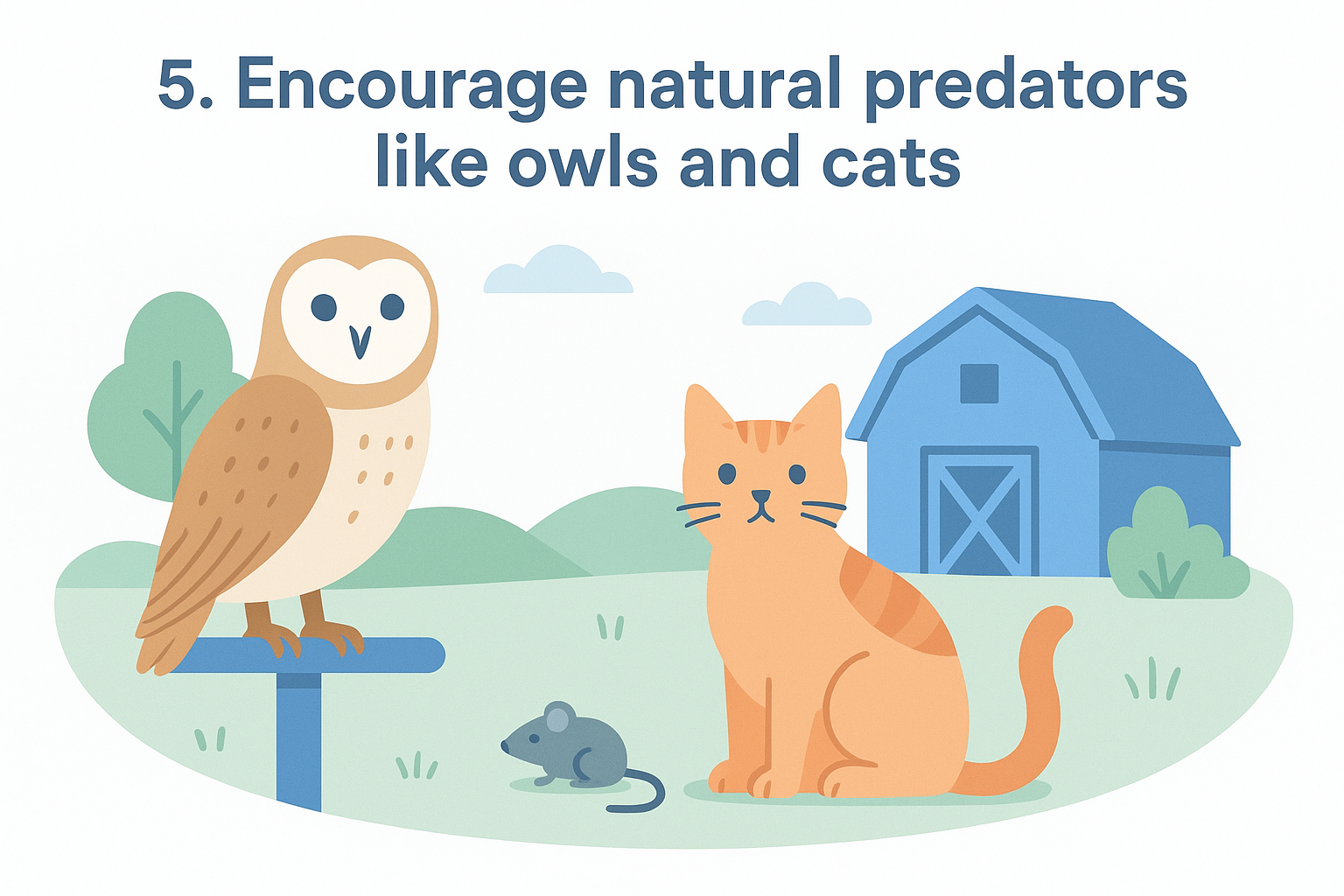 5. Encourage natural predators like owls and cats