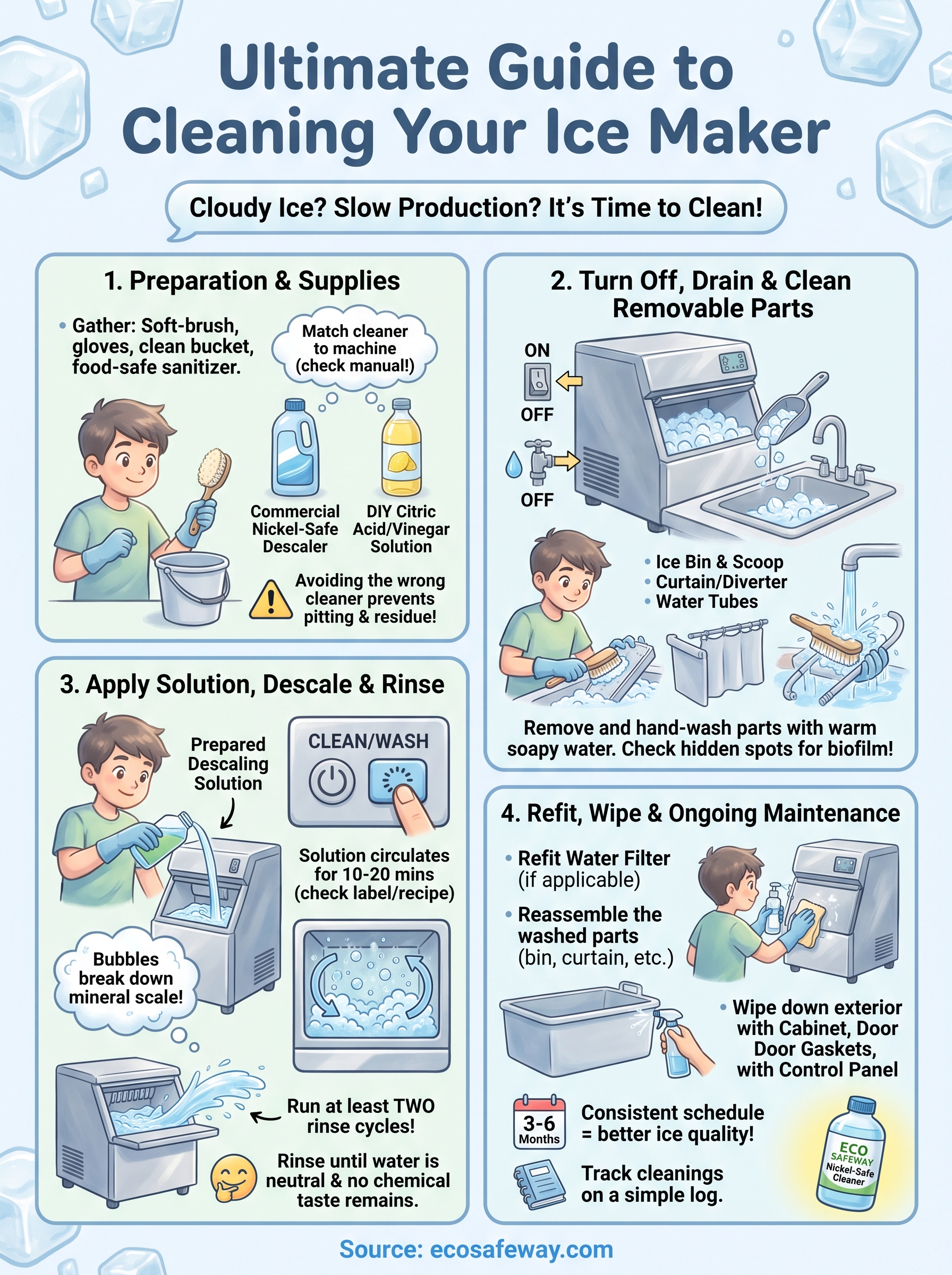 ice maker cleaning solution infographic