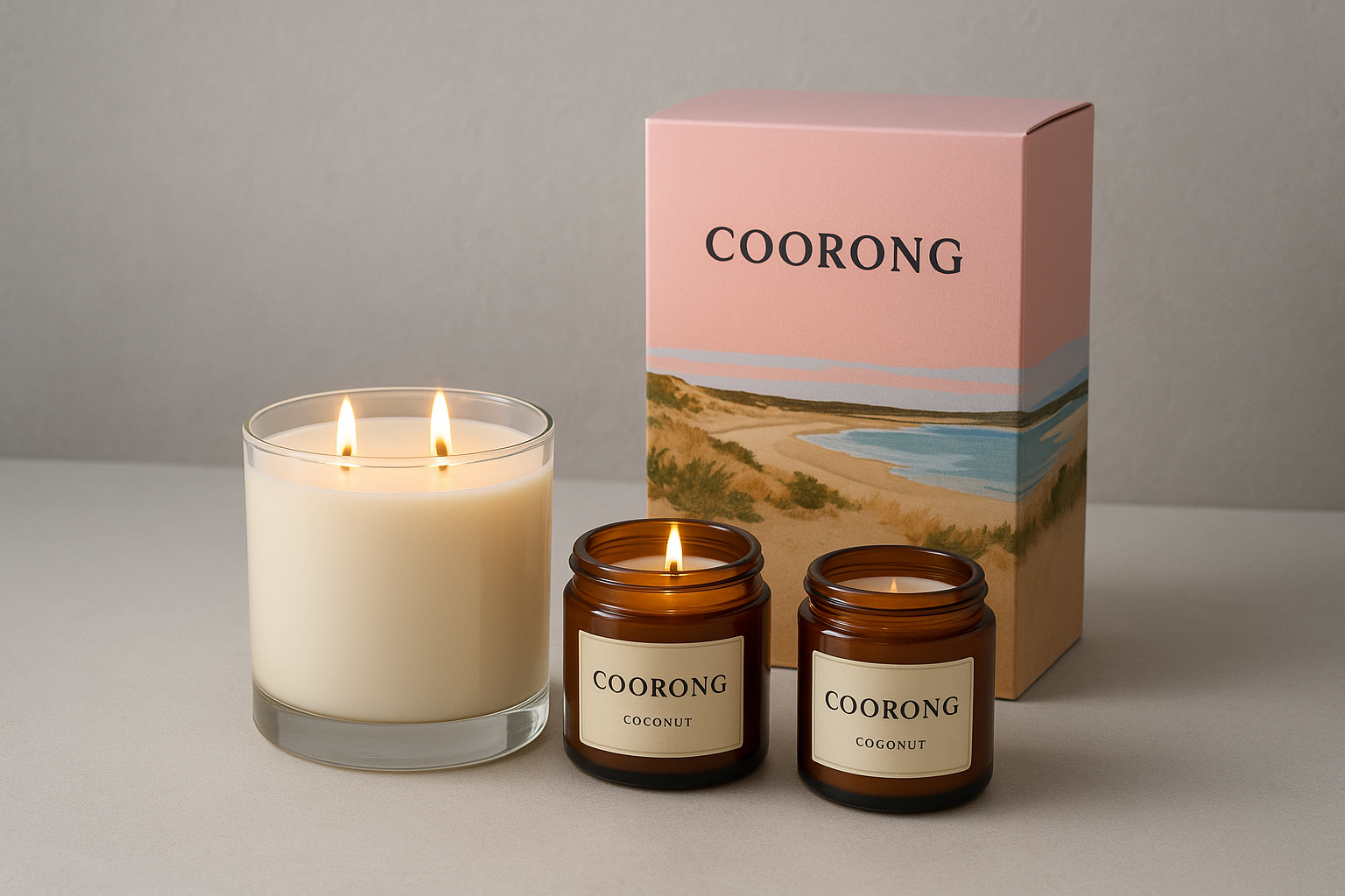 1. A candle set inspired by the Coorong landscape
