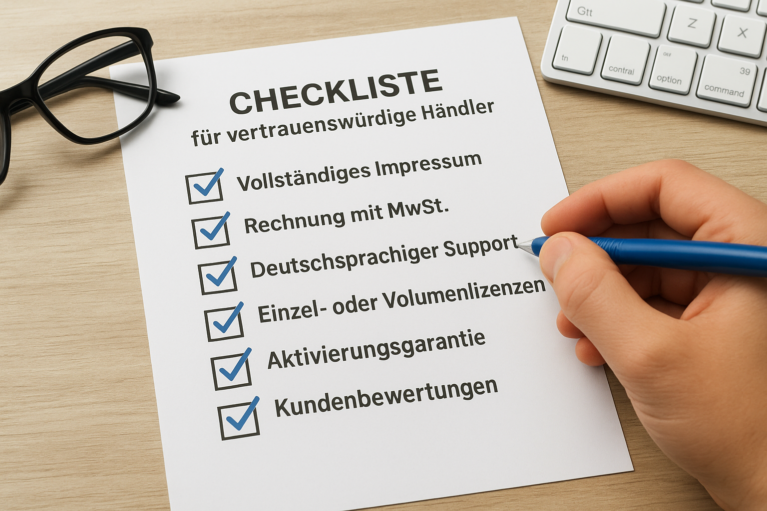 Checkliste für vertrauenswürdige Händler