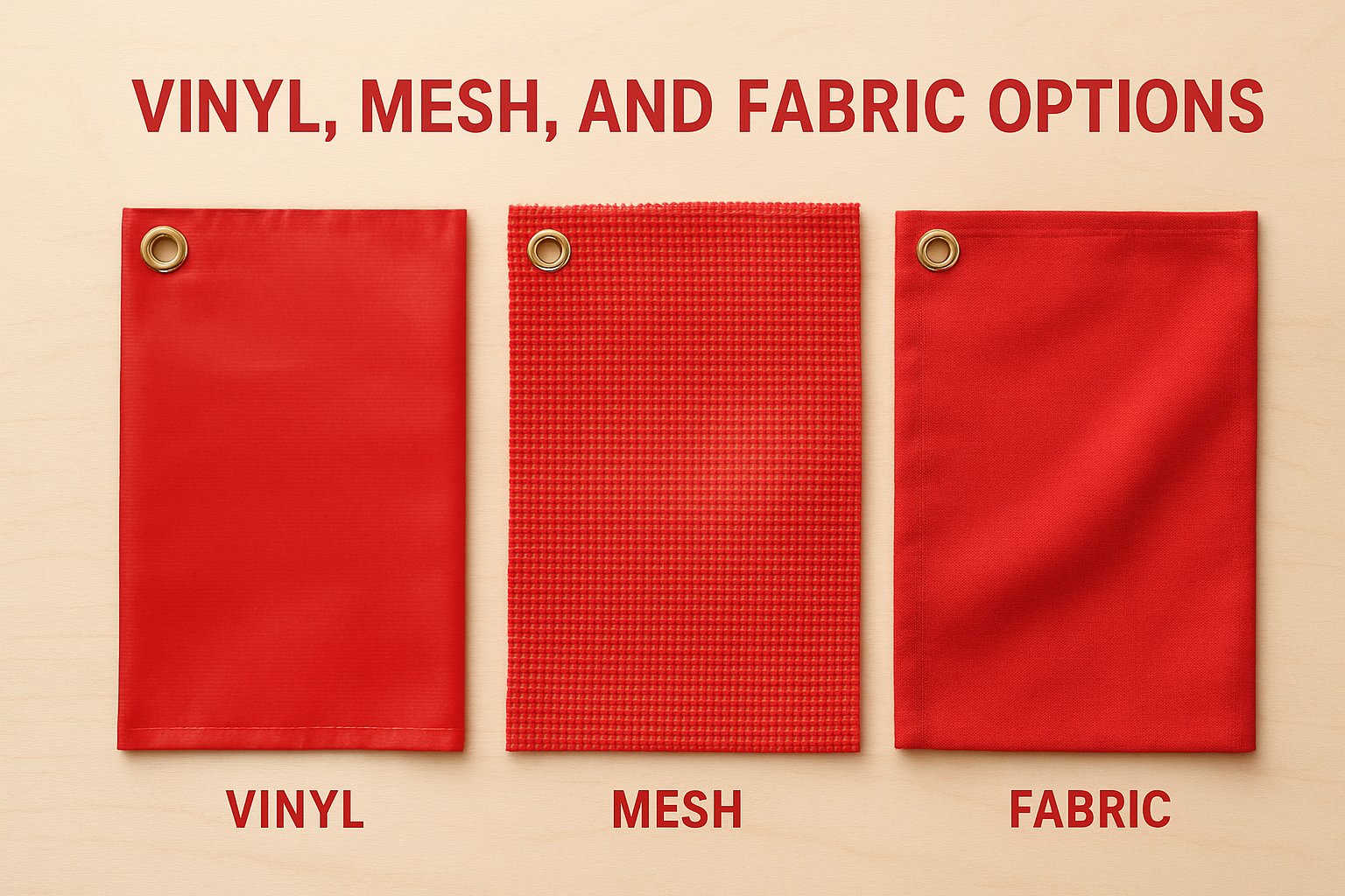 Vinyl, mesh, and fabric options