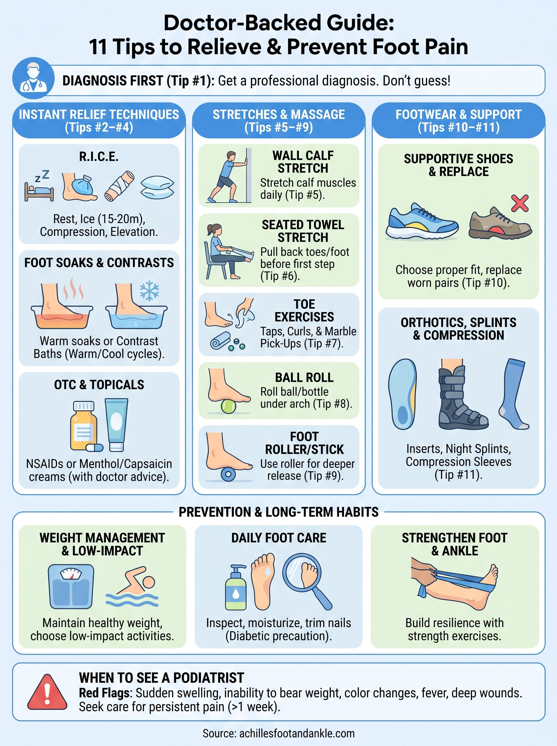 how to relieve foot pain infographic