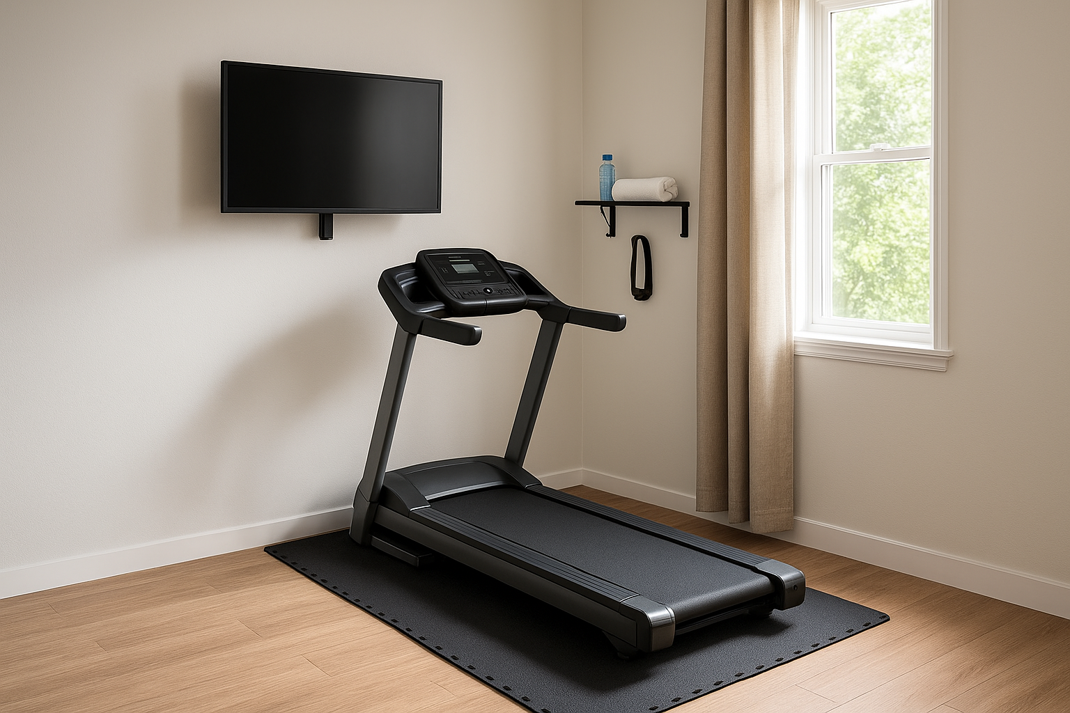 1. A corner cardio nook for small bedrooms and living rooms