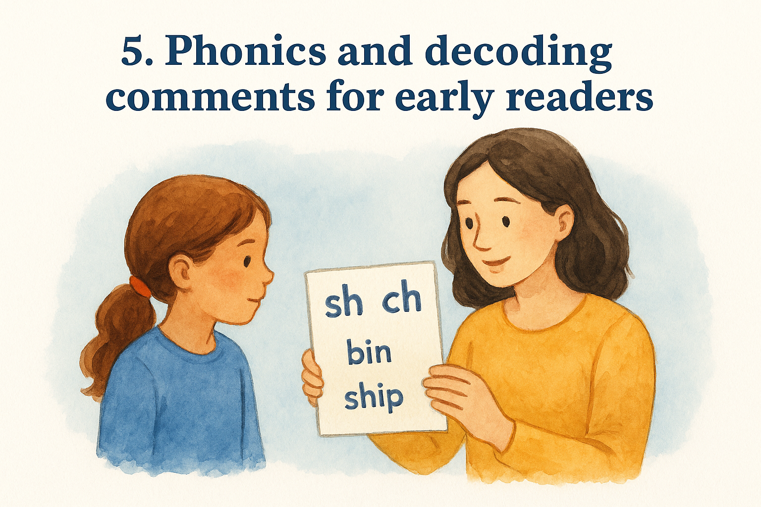 5. Phonics and decoding comments for early readers