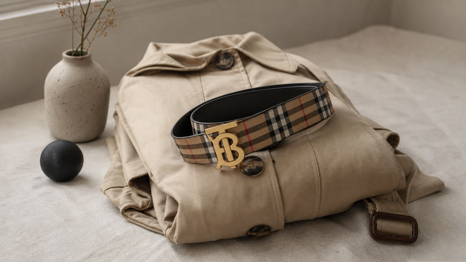 Ceinture femme de luxe à motif check dans un style Burberry