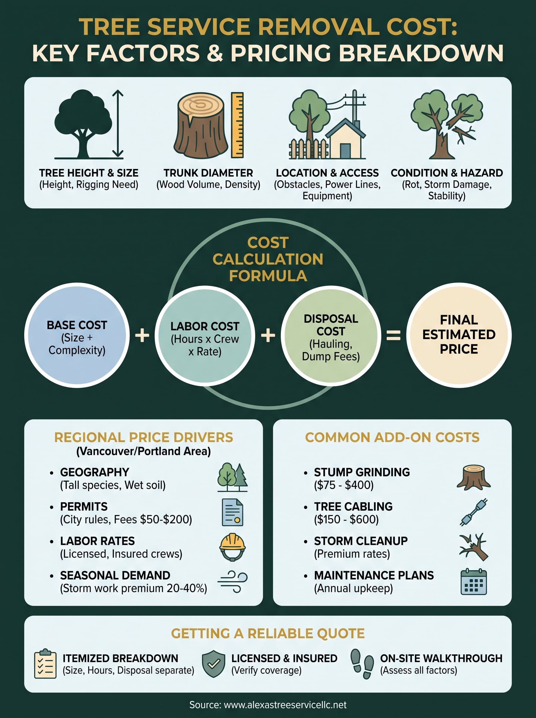 tree service removal cost infographic
