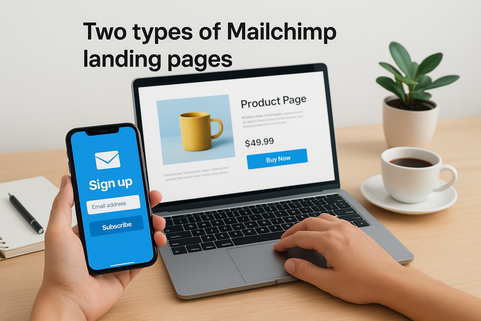 Two types of Mailchimp landing pages