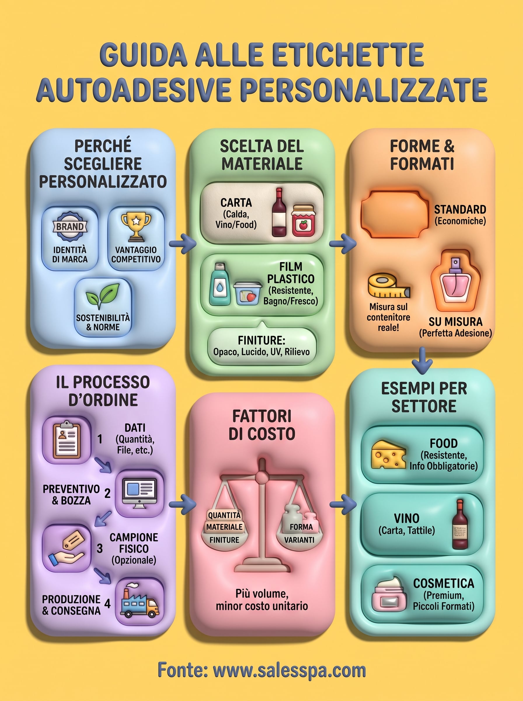 etichette autoadesive personalizzate infographic