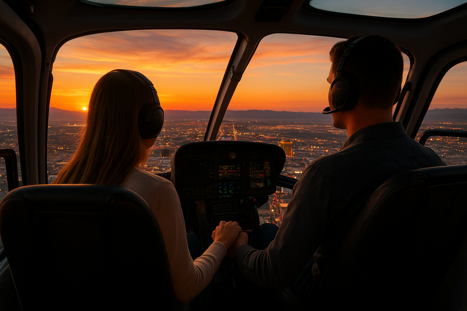 2. Watch the sunset from a helicopter over the Strip