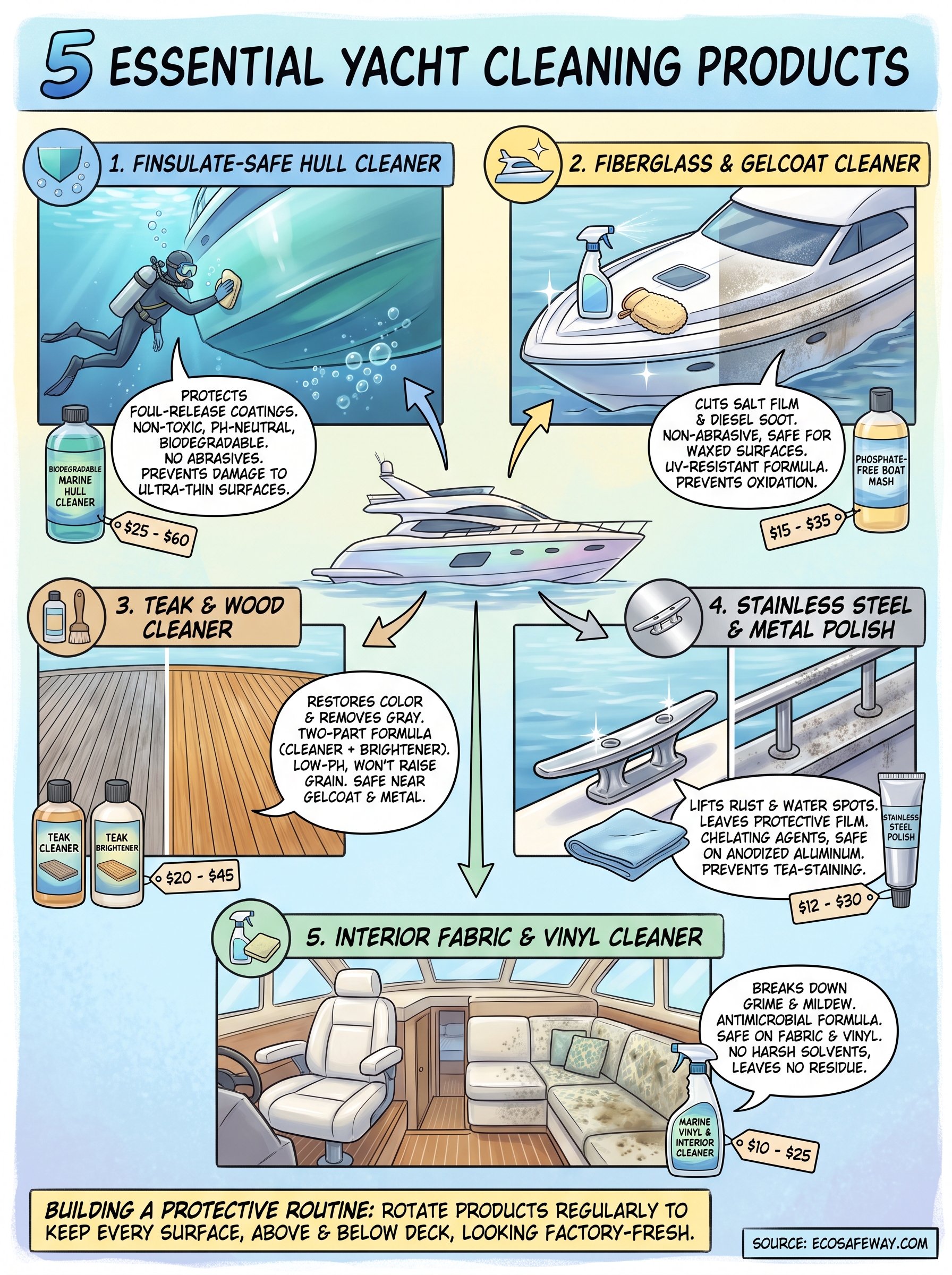 yacht cleaning products infographic