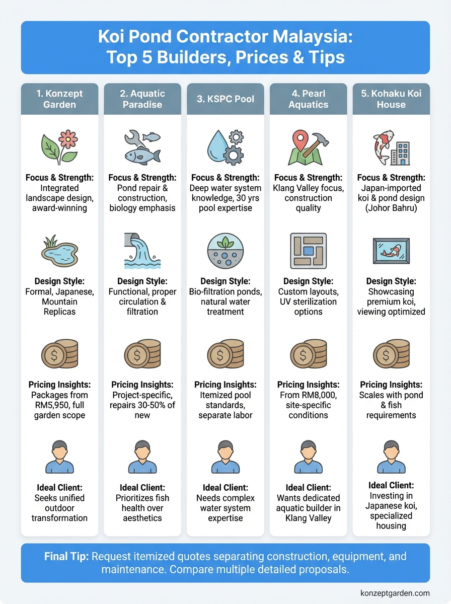 koi pond contractor malaysia infographic