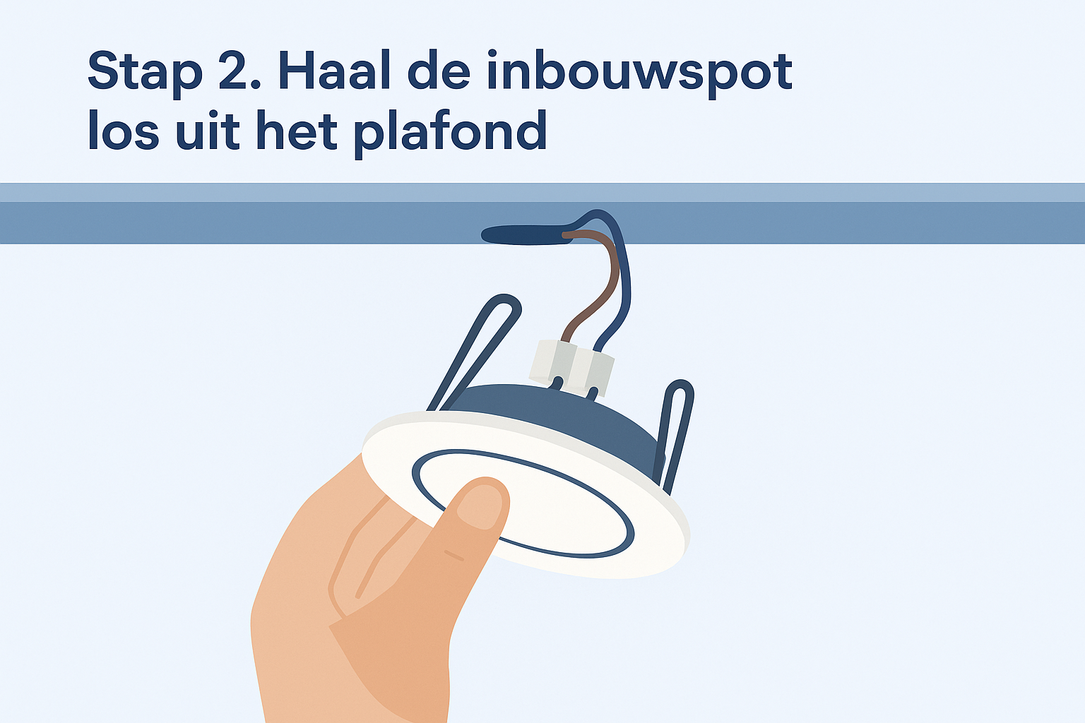 Stap 2. Haal de inbouwspot los uit het plafond