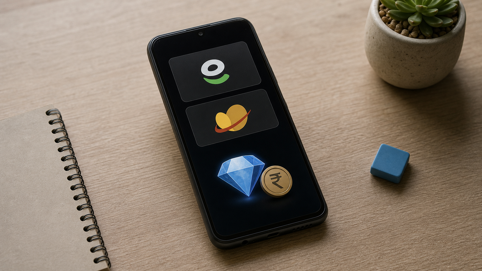 Smartphone checkout screen showing Easypaisa and JazzCash options alongside a Free Fire diamond icon.