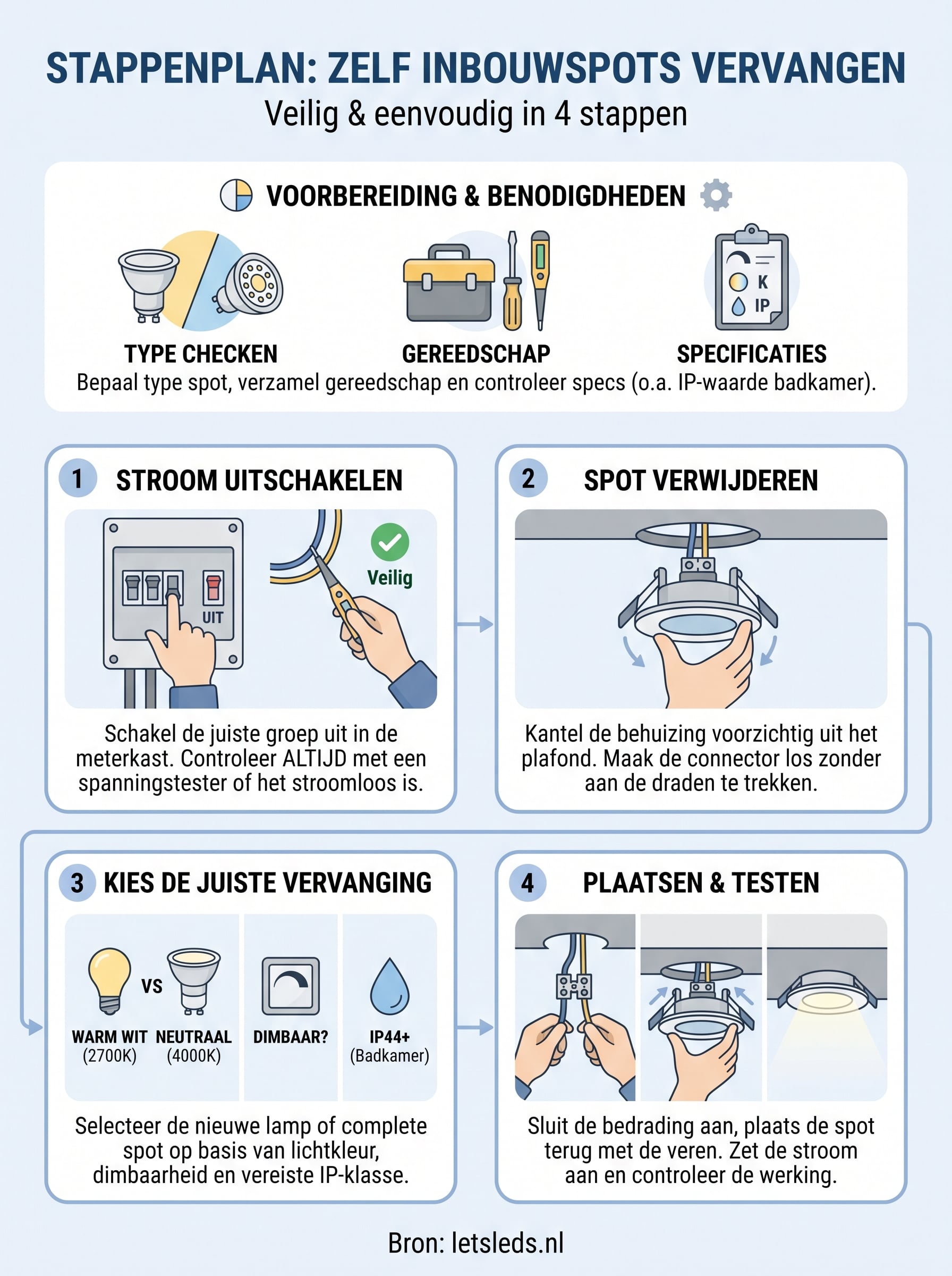 inbouwspots lamp vervangen infographic