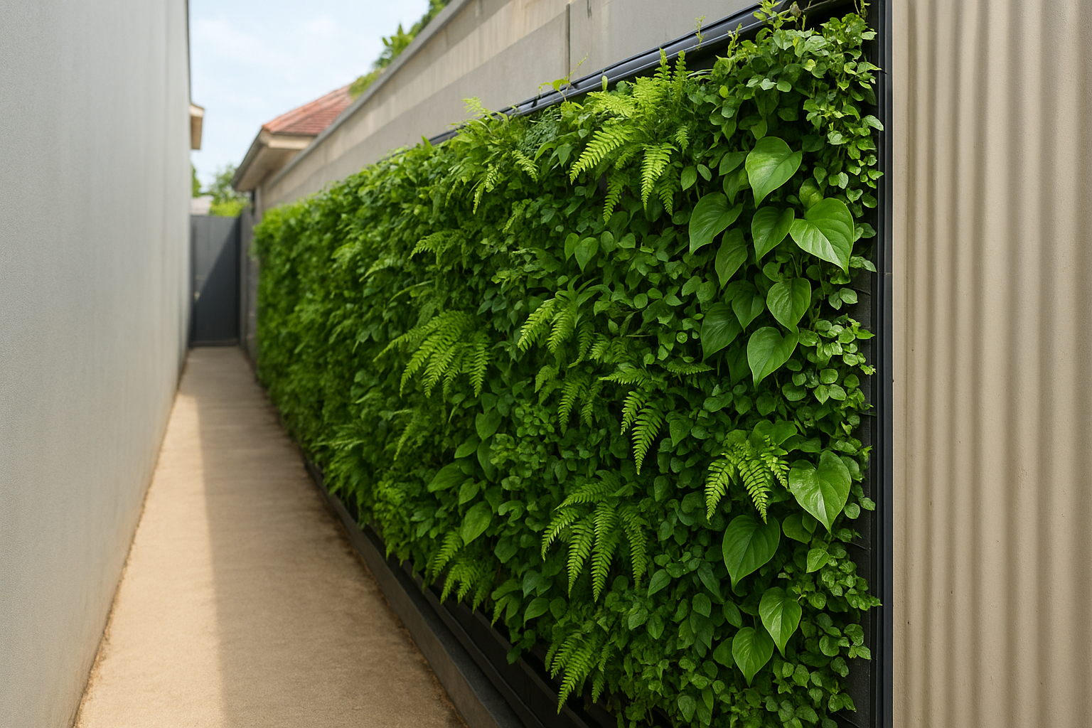 3. A vertical green wall along the side or boundary fence