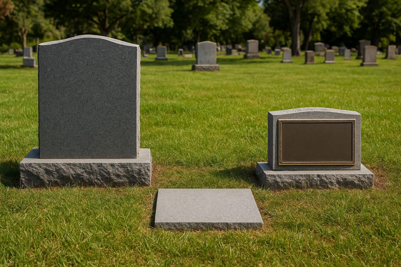 Upright monuments and flat markers compared