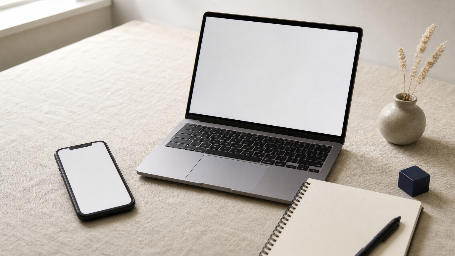 How to Succeed with Affiliate Marketing on Instagram A smartphone displaying Instagram account settings beside a laptop showing a link-in-bio page.