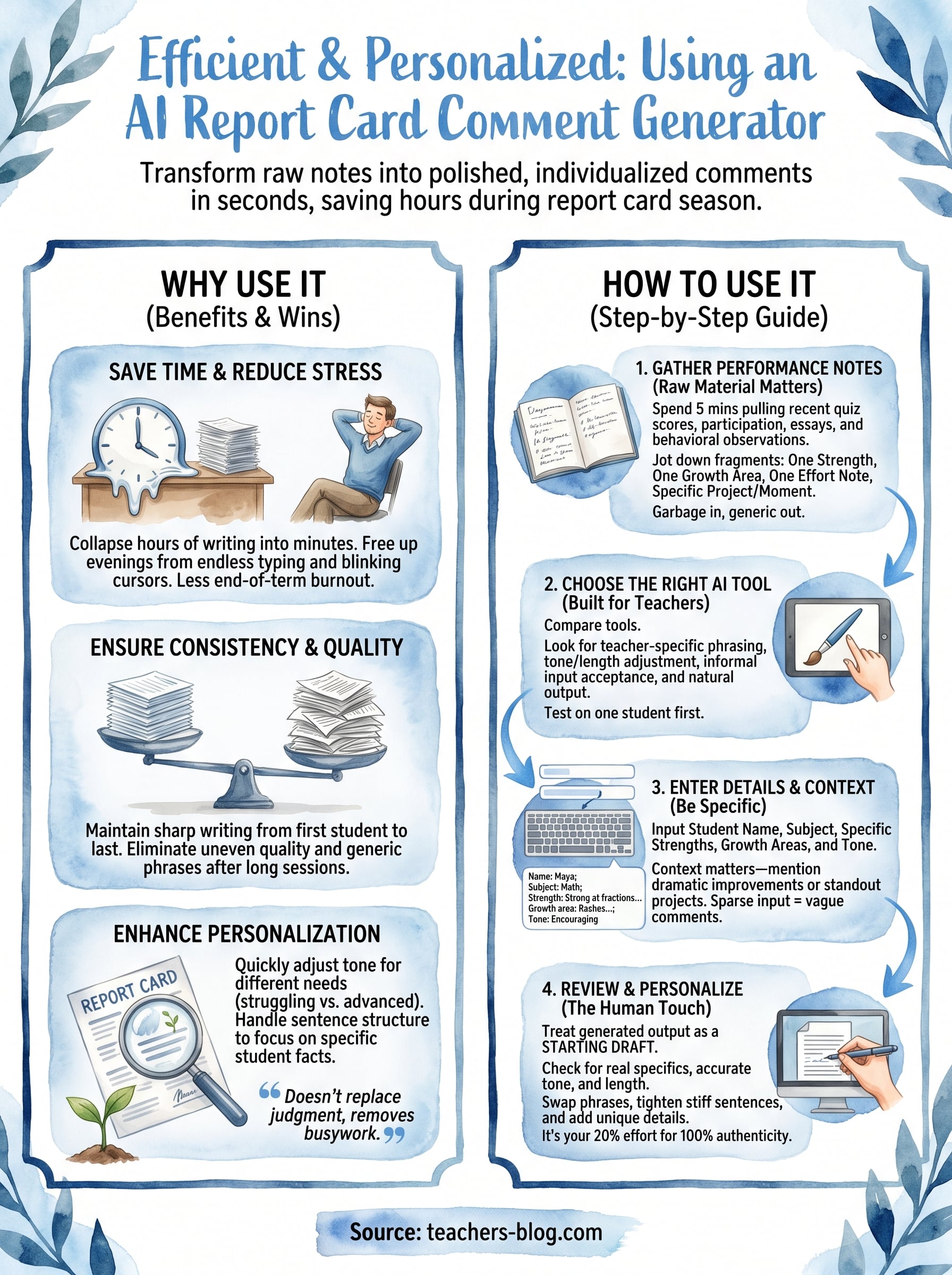 ai report card comment generator infographic