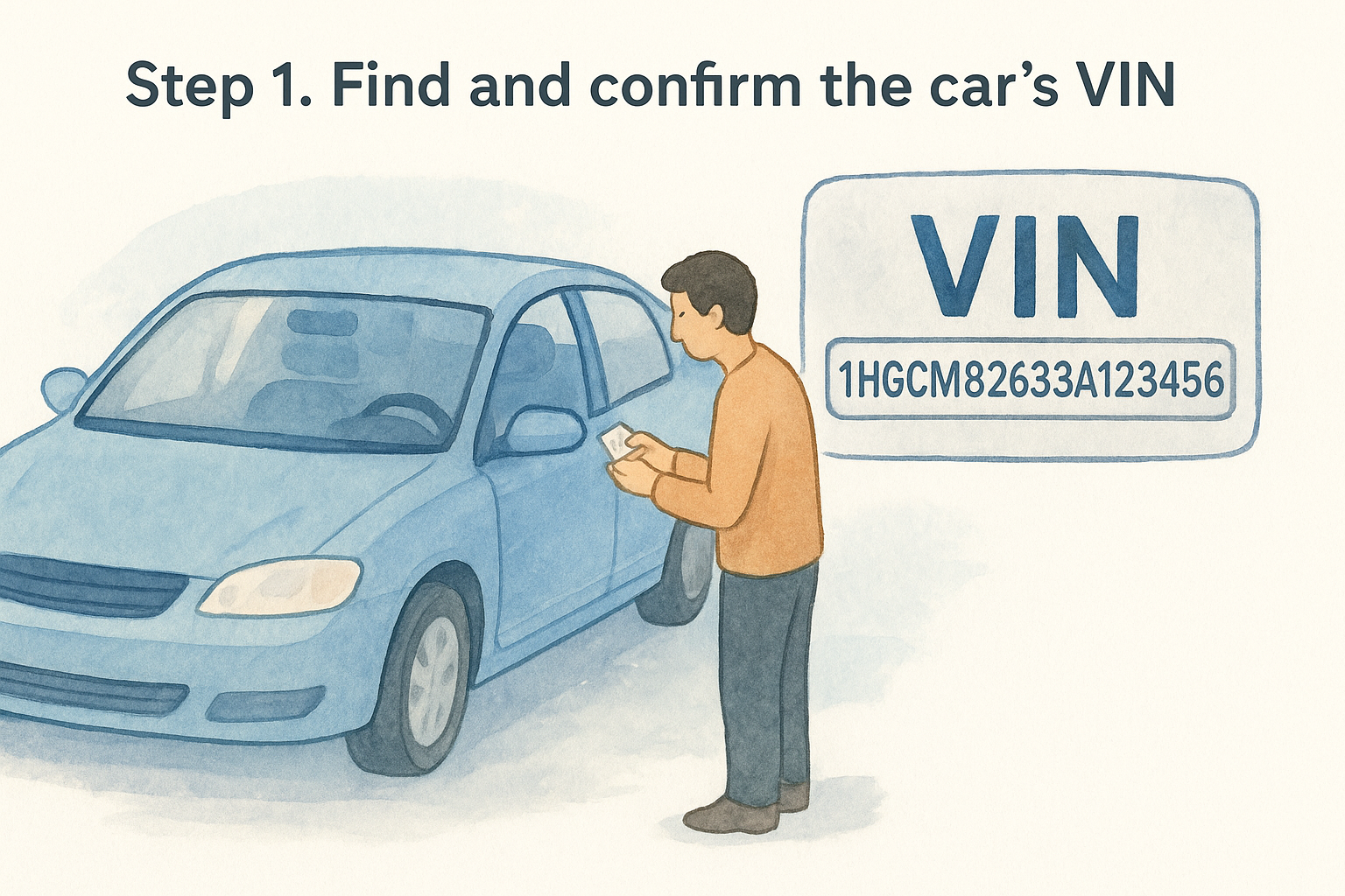 Step 1. Find and confirm the car's VIN