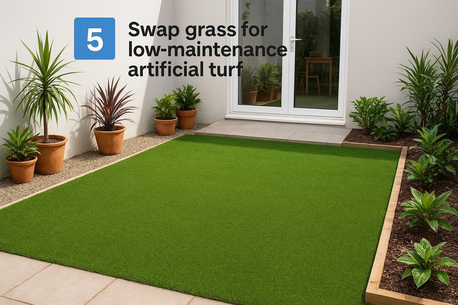 5. Swap grass for low-maintenance artificial turf