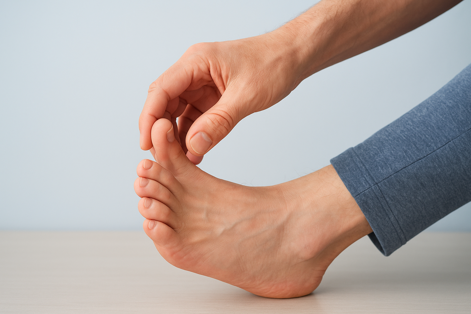 1. Stretch and flex the affected toe